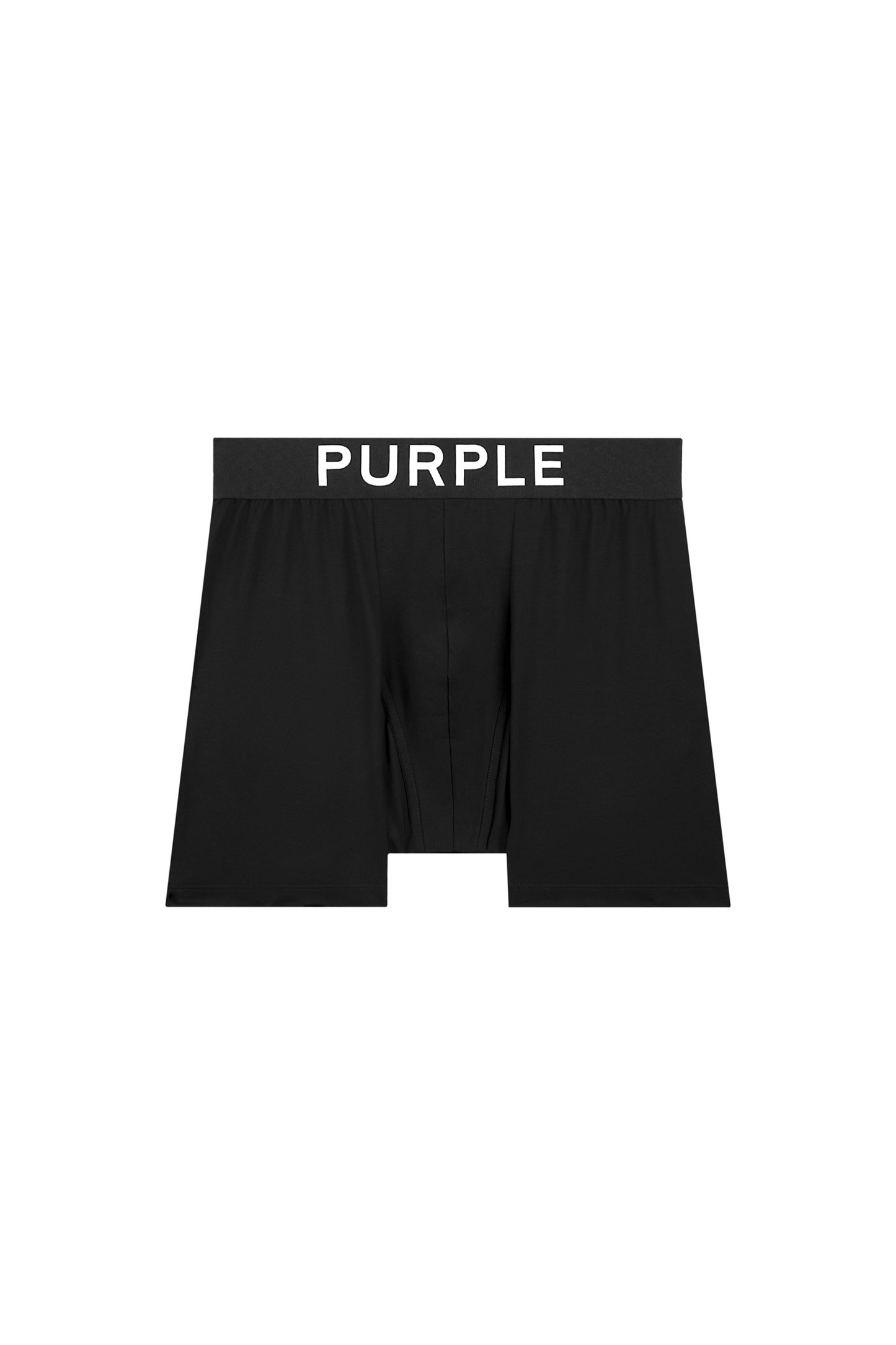 Purple Brand Boxer Brief Three Pack in Black, stretching Pima cotton, 6-inch inseam, ergonomic support.