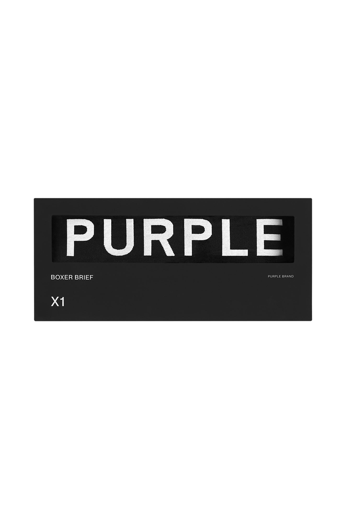 Purple Brand Boxer Brief in Black, 6" inseam, Pima cotton knit, ergonomic support system.