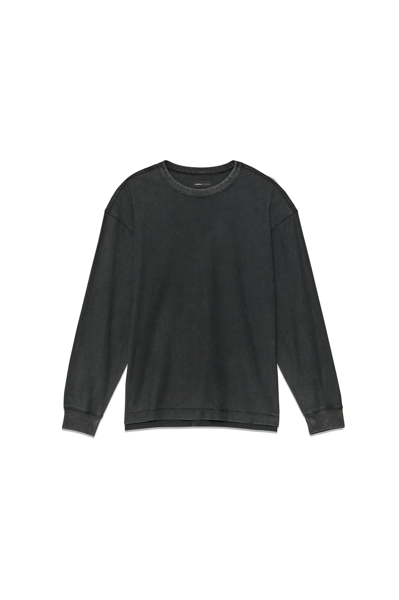 Basic Long Sleeve Tee in Charcoal, 100% Cotton, Regular Fit, Textured Jersey Knit