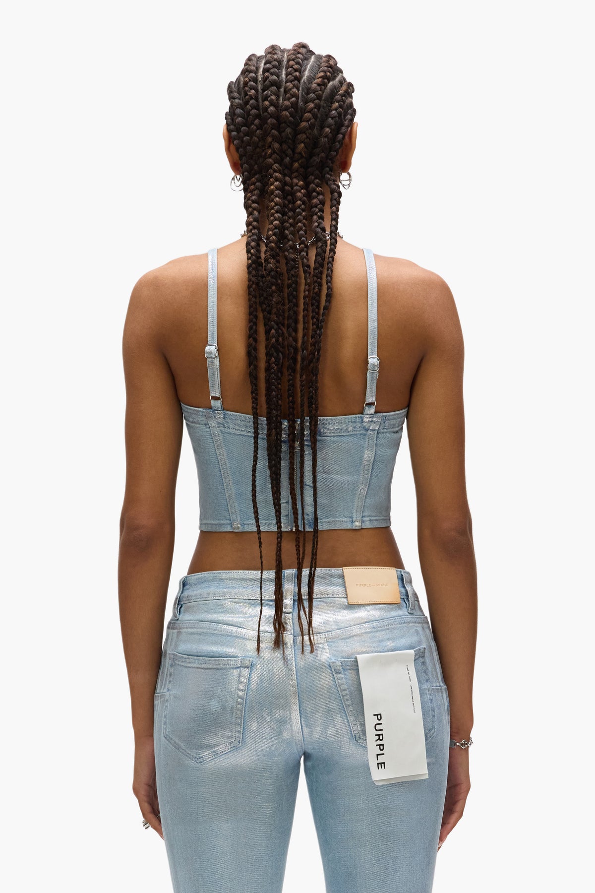 Corsette Bralette with All Over Silver Foil and Center Back Snaps Closure
