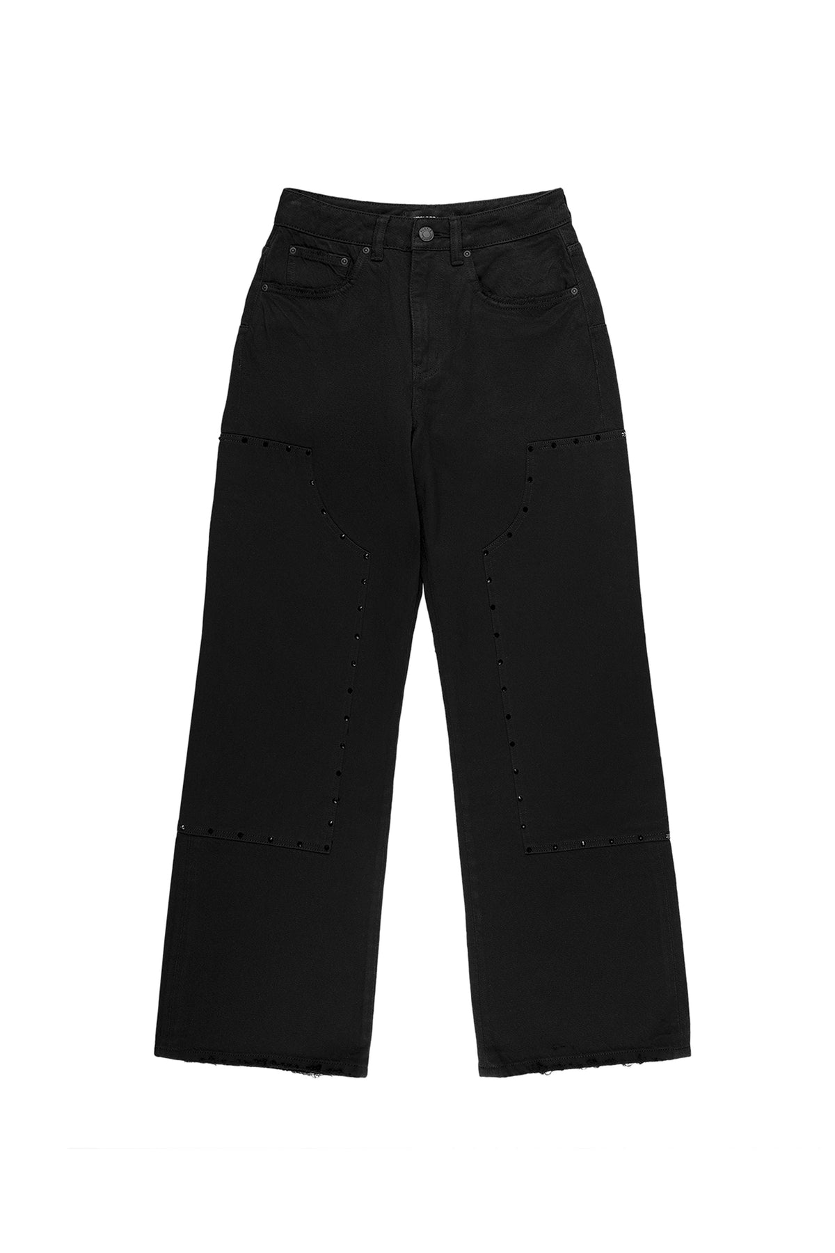 Wide Carpenter Rhinestone Denim Jeans with double knee panels and hammer loop, sizes 24-34.