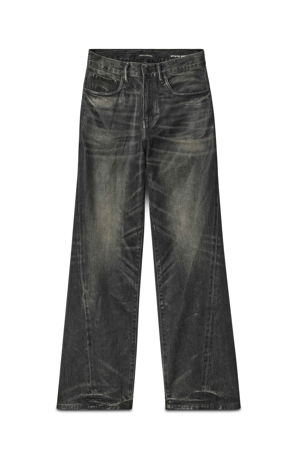 Twisted Baggy high-rise black denim jeans with wide leg and twisted side seams in sizes 24-34.
