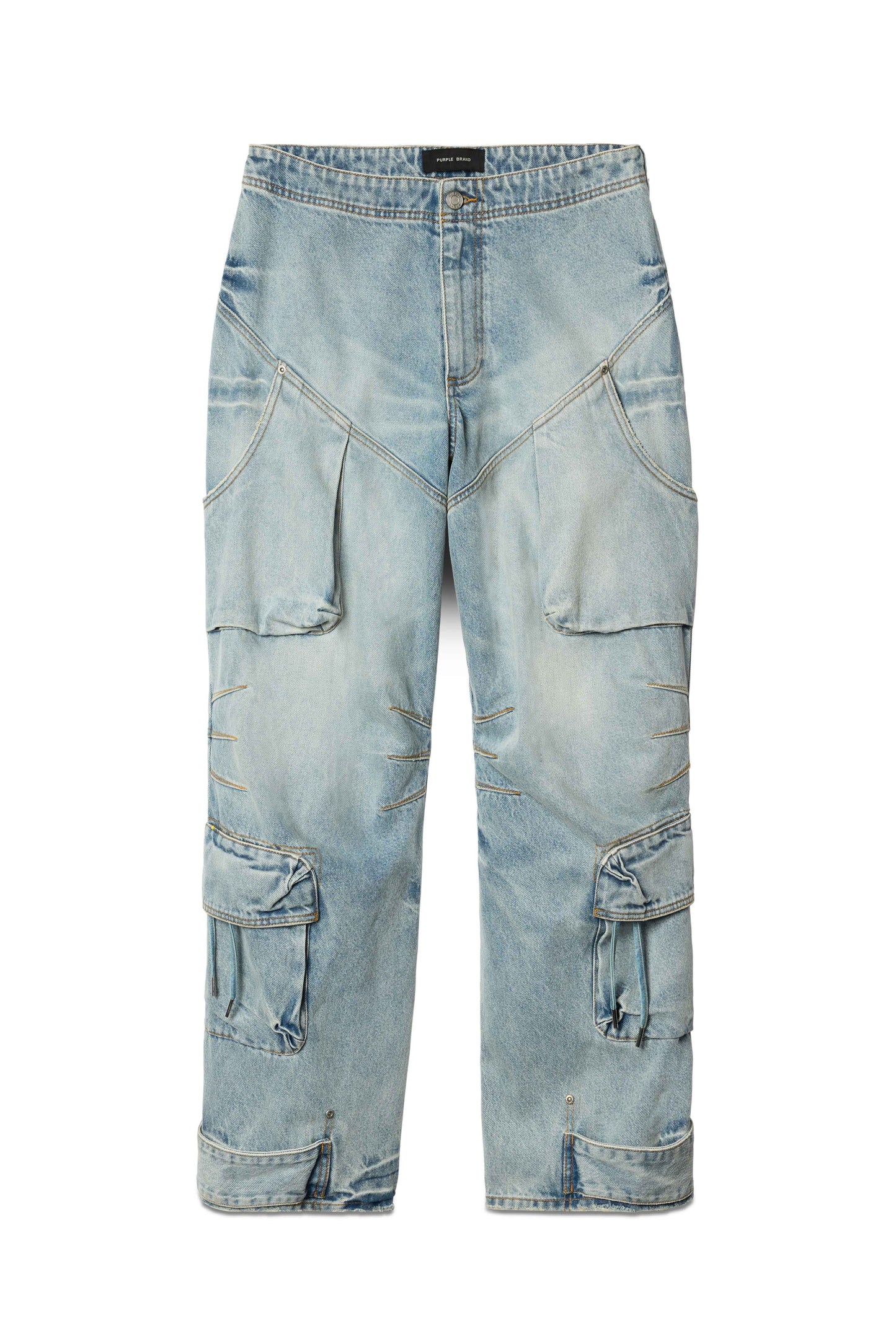 Baggy Aviator Hotfix high-rise denim with wide leg and utility pockets in light indigo.