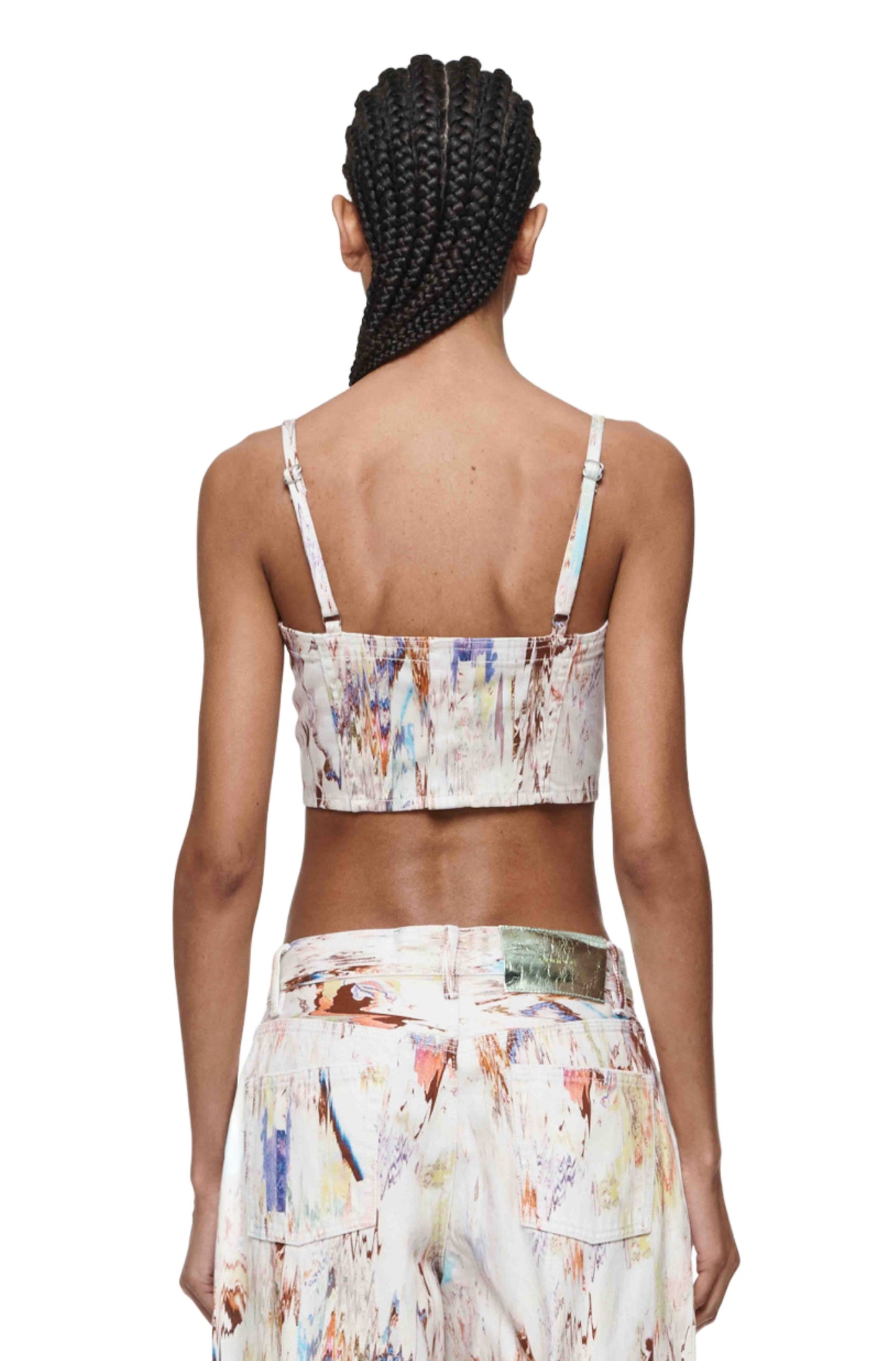 Corsette Melt All Over Print Bralette with Center Back Snaps and Adjustable Straps