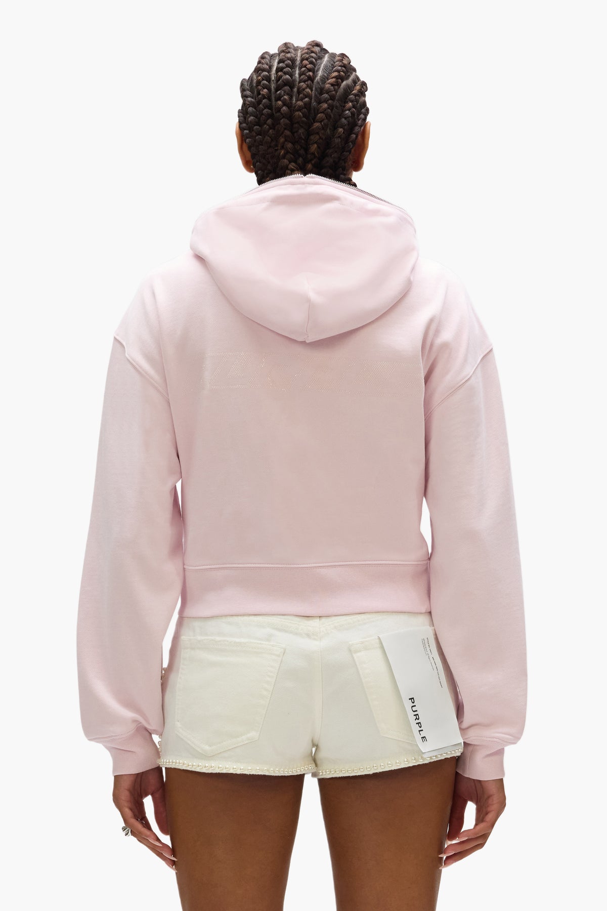 Edge Zip Hoodie with extended purple branded YKK zipper and center back print, regular fit.