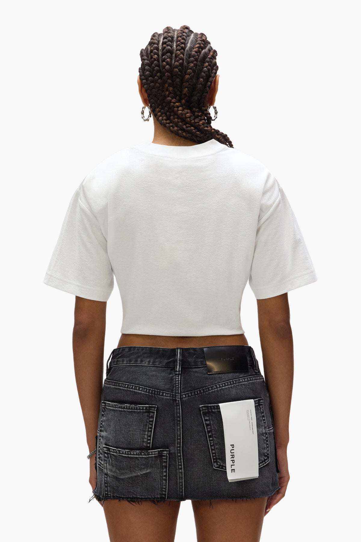 Varsity Cropped Tee in heavyweight jersey with sequins, available in sizes XXS to XL.