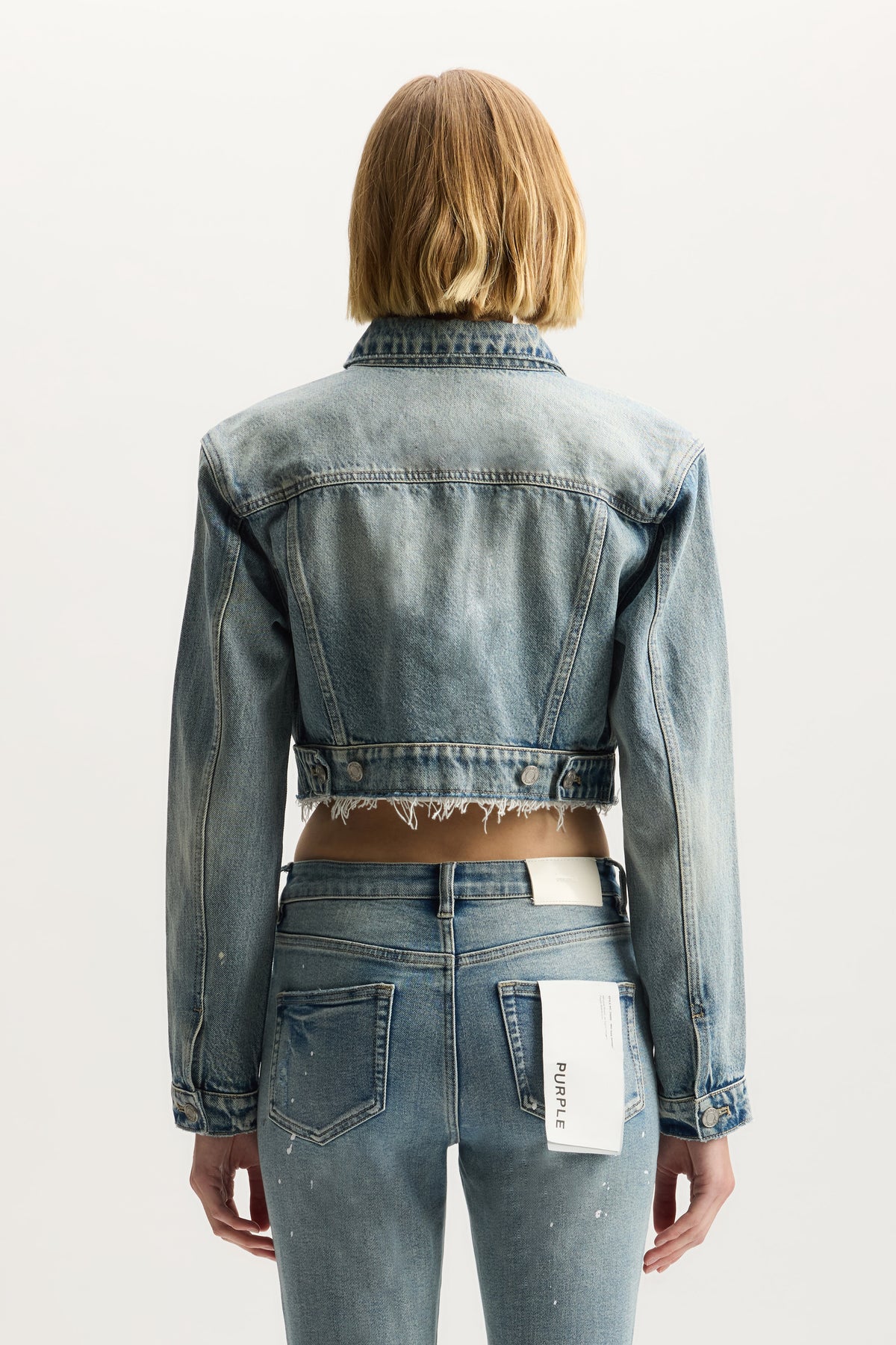 Paint Splatter Jacket in cropped regular fit with front button closure and chest pockets.