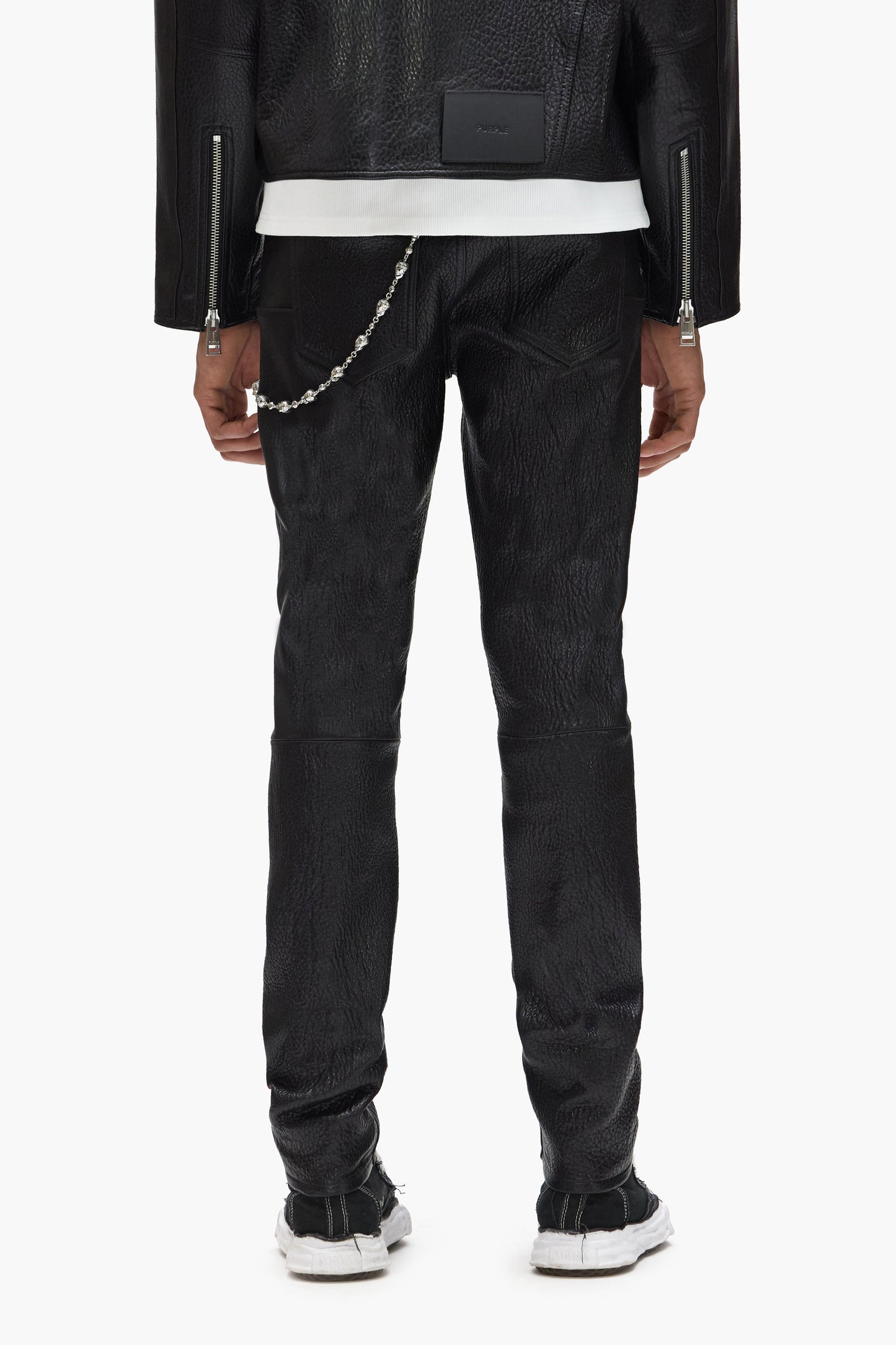 P001 Leather Pant in size 30, made of 100% sheep leather, slim fit design.