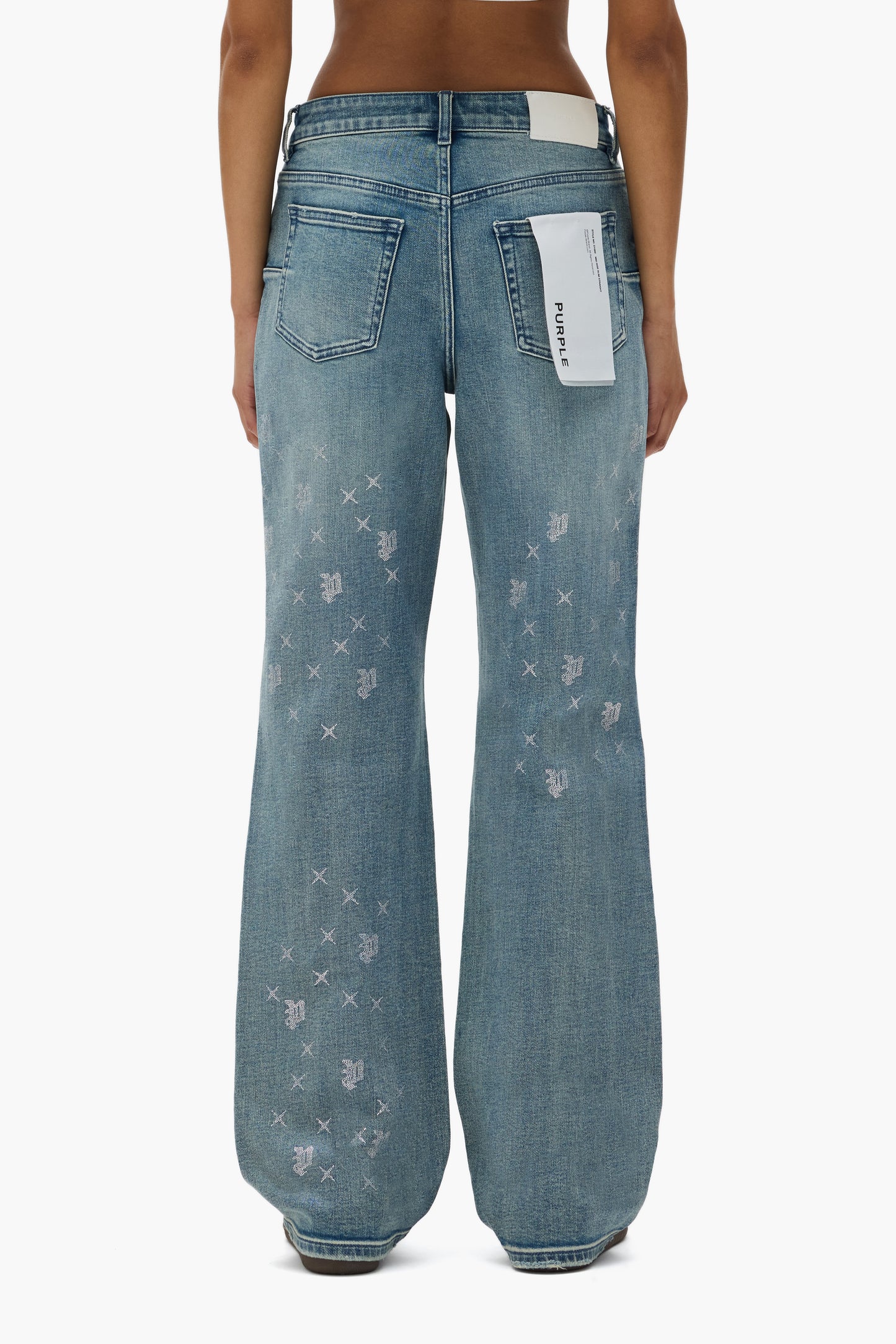 Slim Straight Monogram Bling Denim, 98% Cotton, 5 Pocket Style, Front Zipper Fly, Size 25