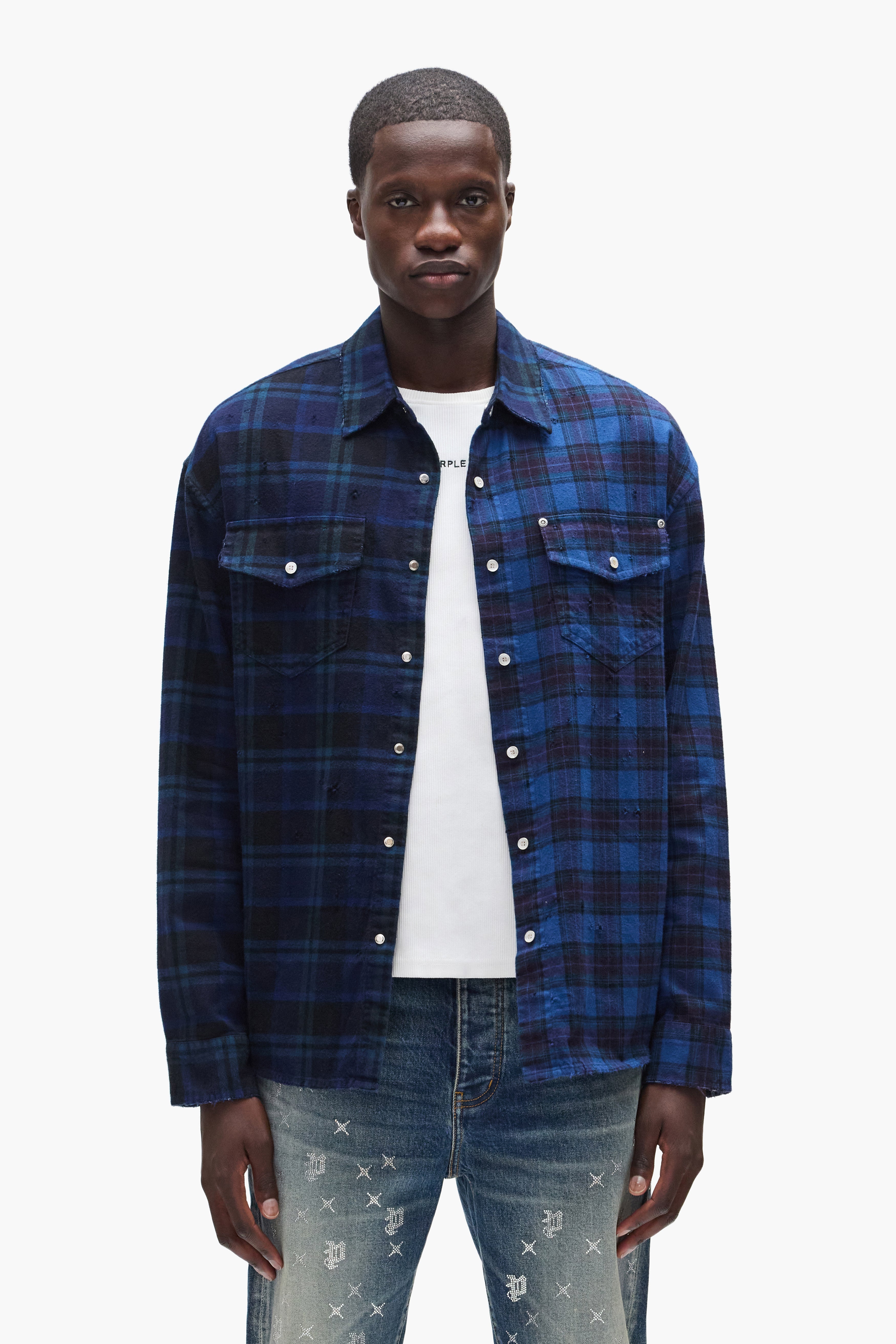 half and half dress shirt Frizmworks OG Dobby Weave Seersucker Half Shirt - Navy