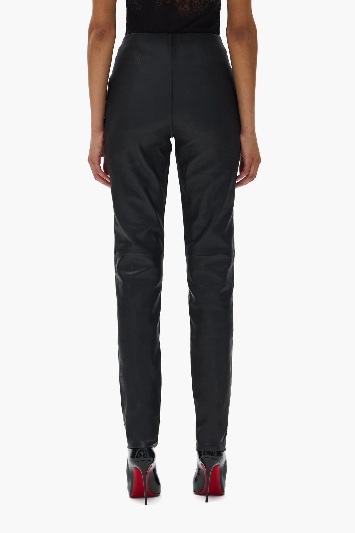 Leather V Zip Pant in 100% sheep leather, skinny fit, available in sizes 24 to 32.