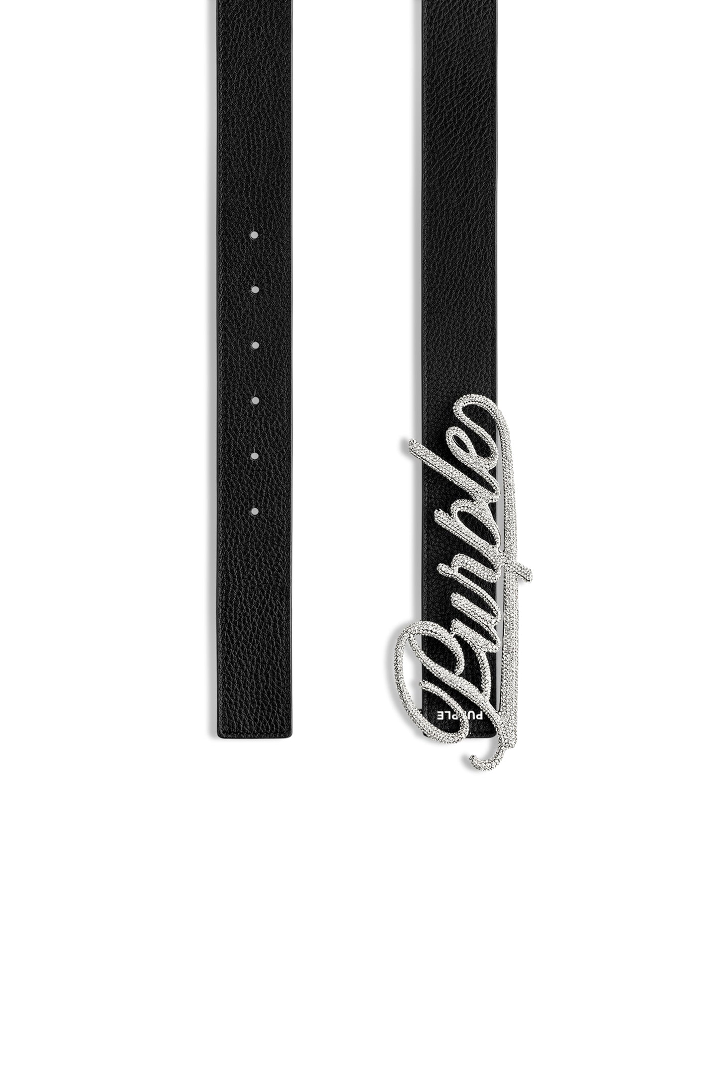 Reversible Pave Belt in cow leather with pave silver stainless steel buckle, available in S, M, L.