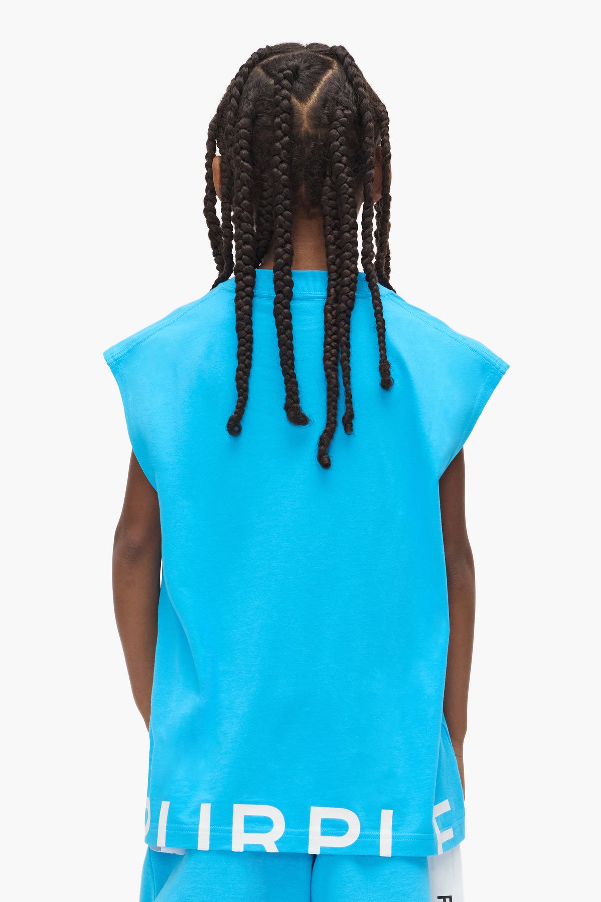 Kids' Wordmark Cut Tank Top in relaxed fit, made from 100% cotton jersey, available in sizes 4-5 to 12.