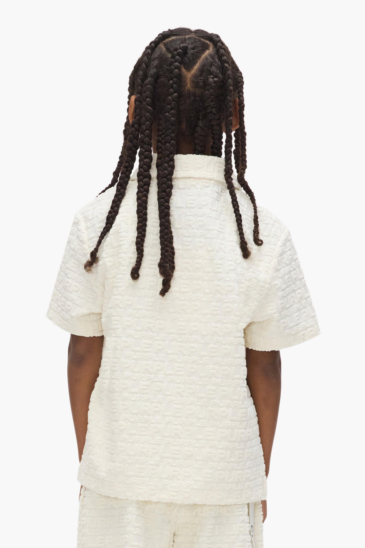 Kids' Wordmark Repeat Terry Polo in size 4-5, made from cotton and polyester blend.