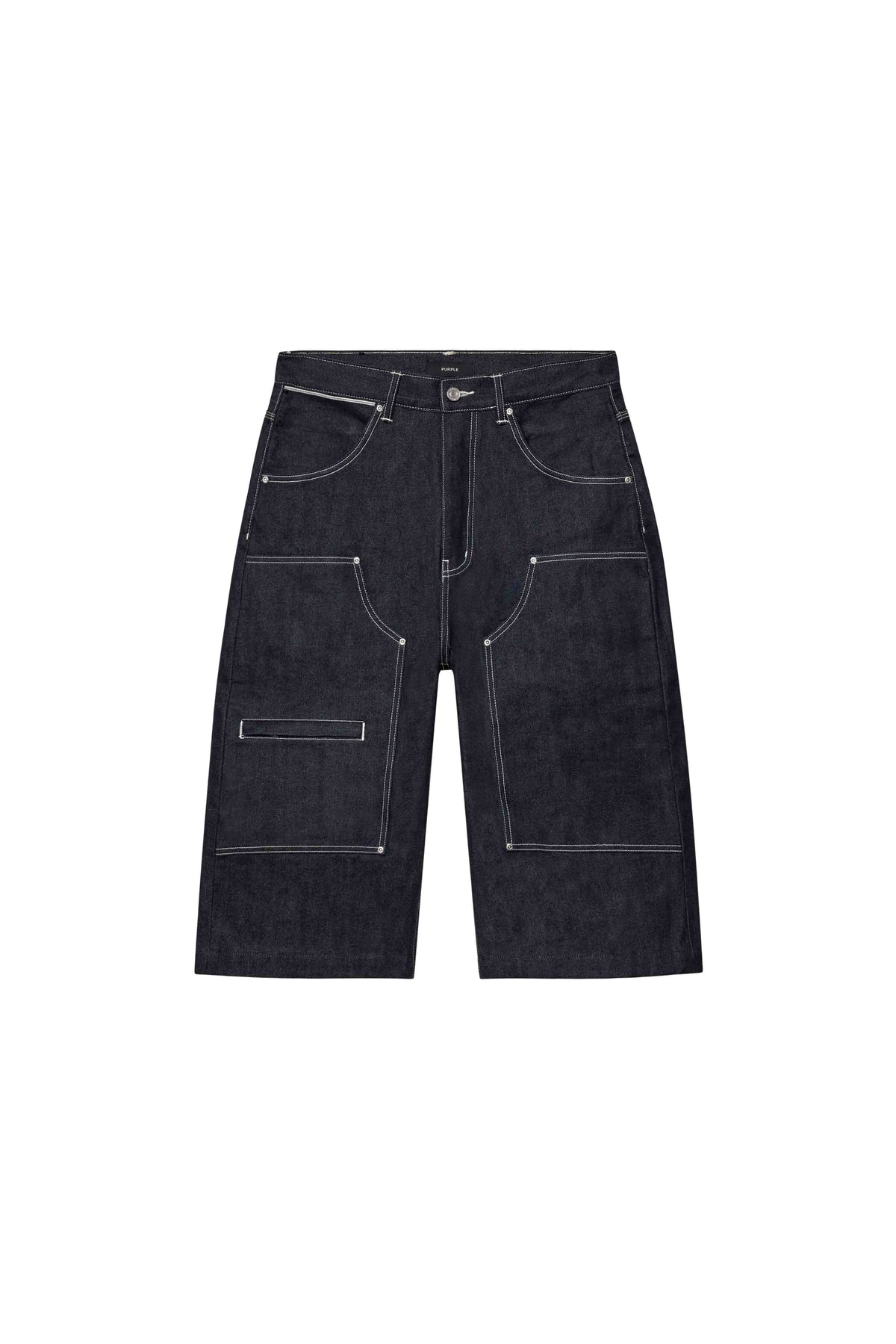 Raw Workwear Short in Raw Indigo Denim with Barrel Leg and Mid Rise design.
