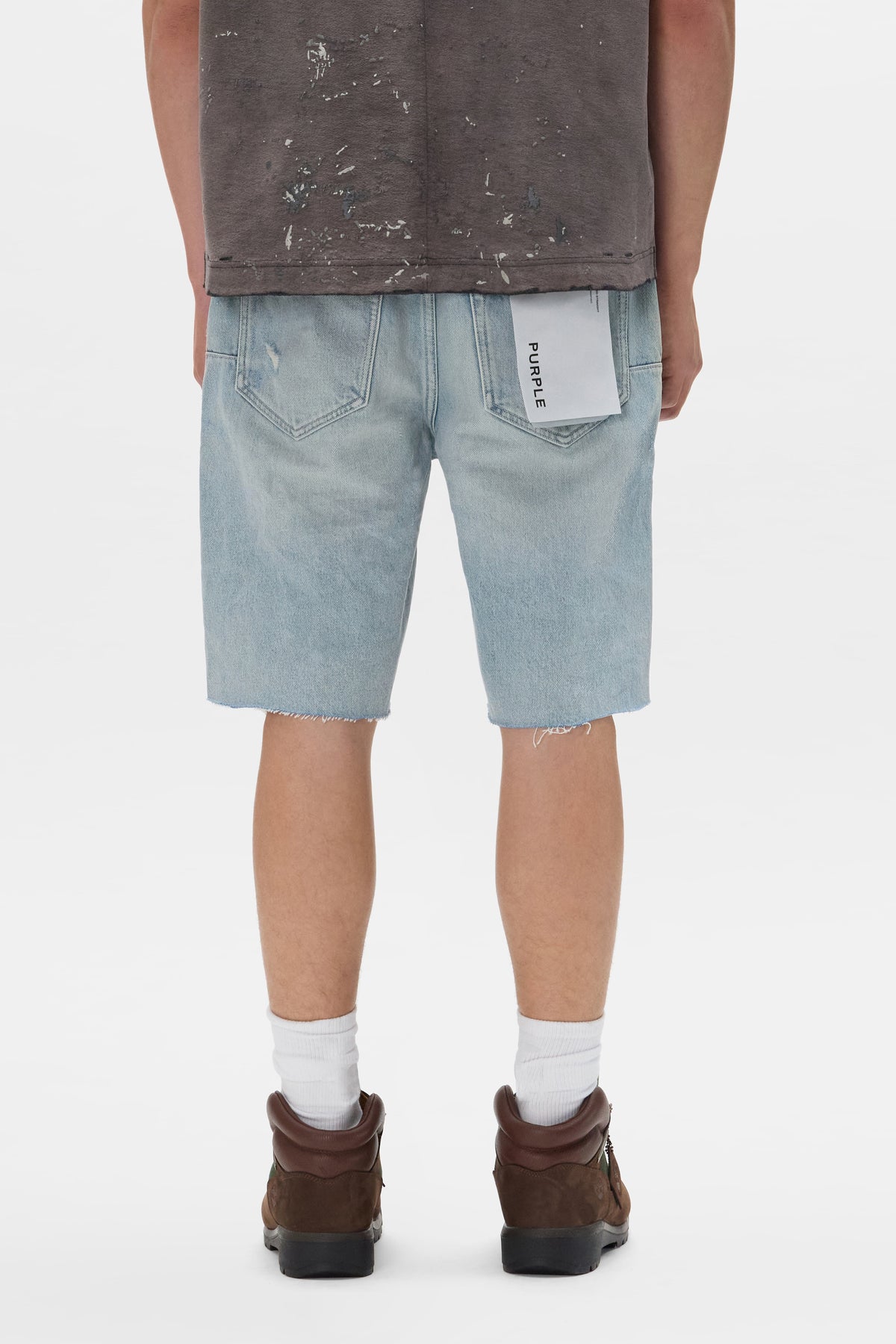 P059 Nova Destroyed Short with raw edge detailing and rips, available in sizes 28 to 40.