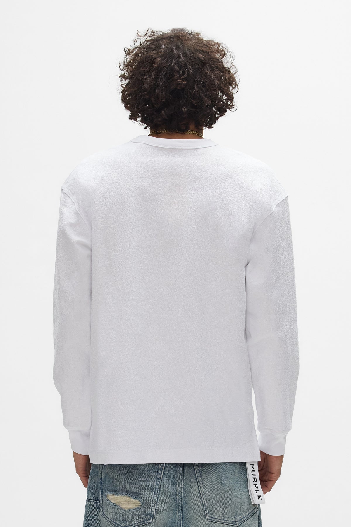 Scattered Gothic Pearls Long Sleeve Tee with Pearl Hotfix in Regular Fit, 100% Cotton