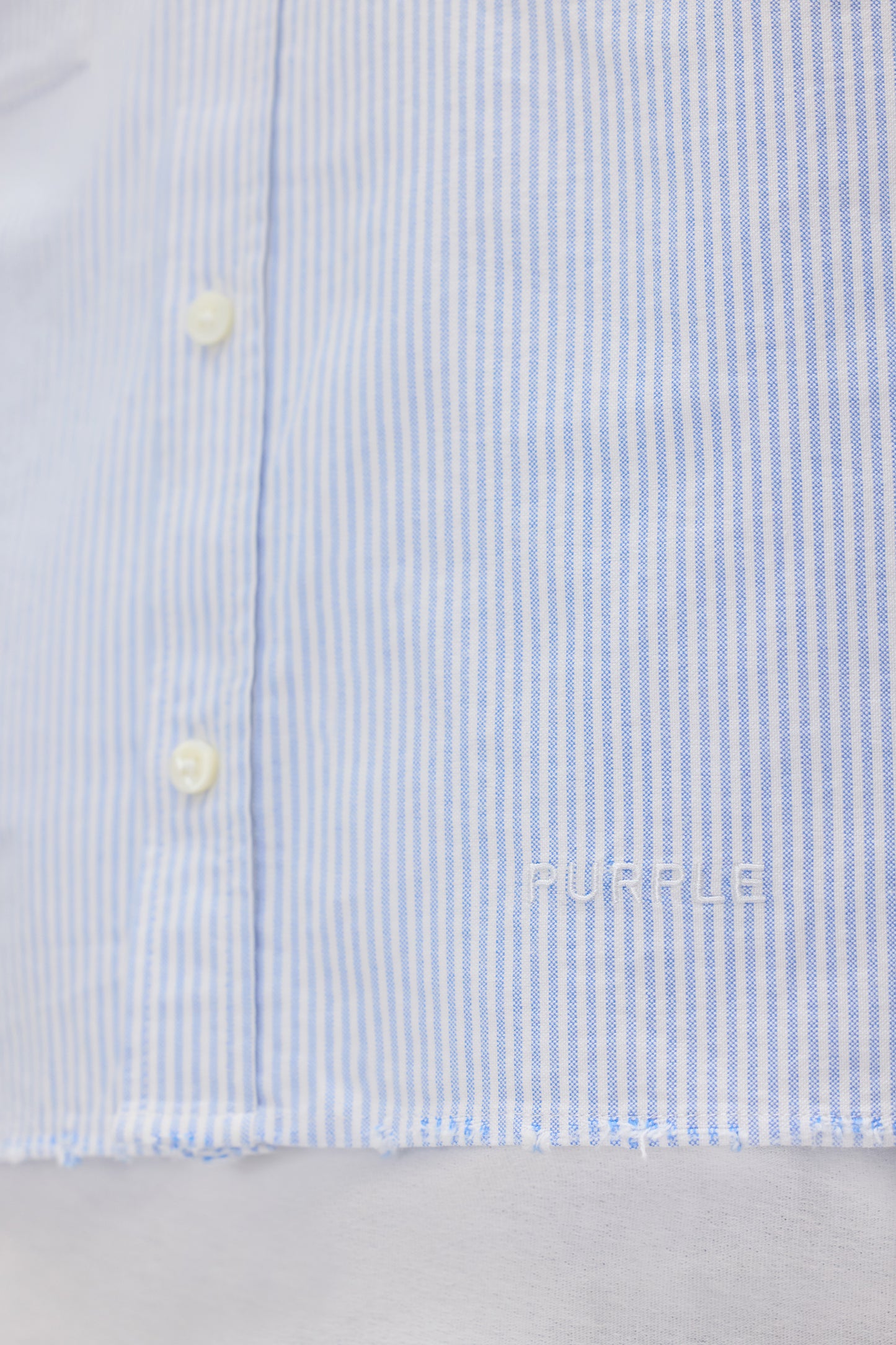 Cropped Poplin Shirt in lightweight striped poplin with button chest pocket and snap closure