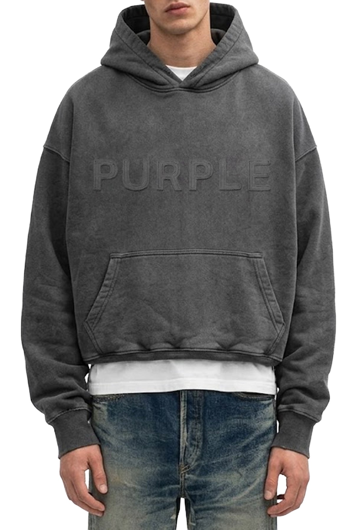 Wordmark Applique Hoodie with Lurex detail, oversized fit, and cropped body, 100% cotton.