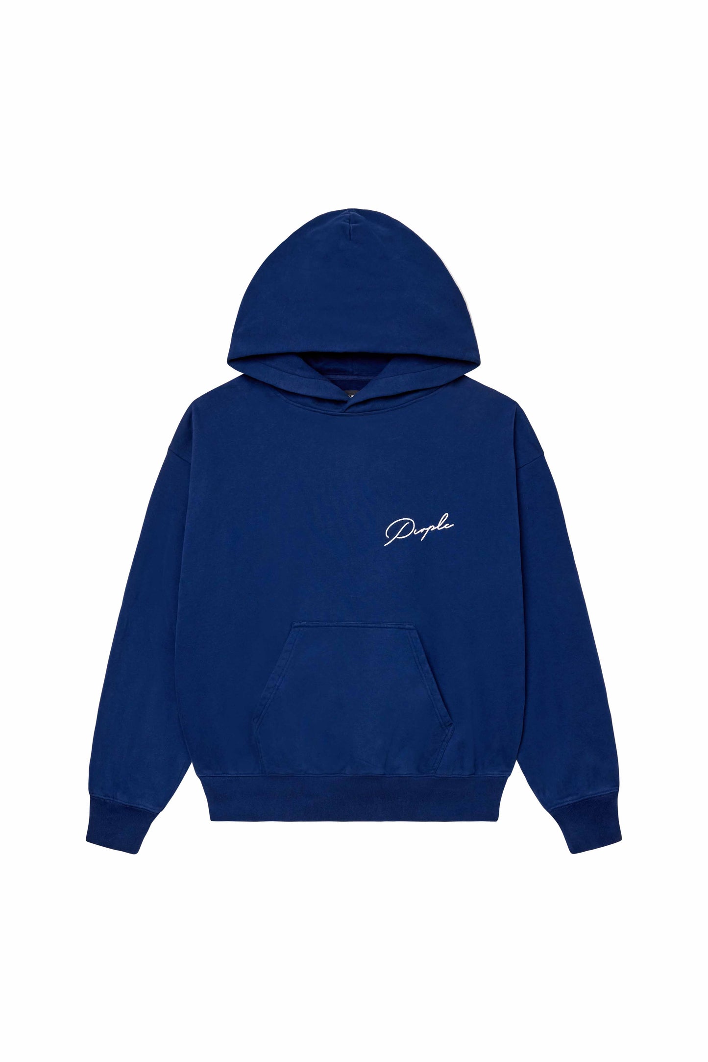 Signature Hoodie in faded wash with oversized fit and kangaroo pocket, available in various sizes.