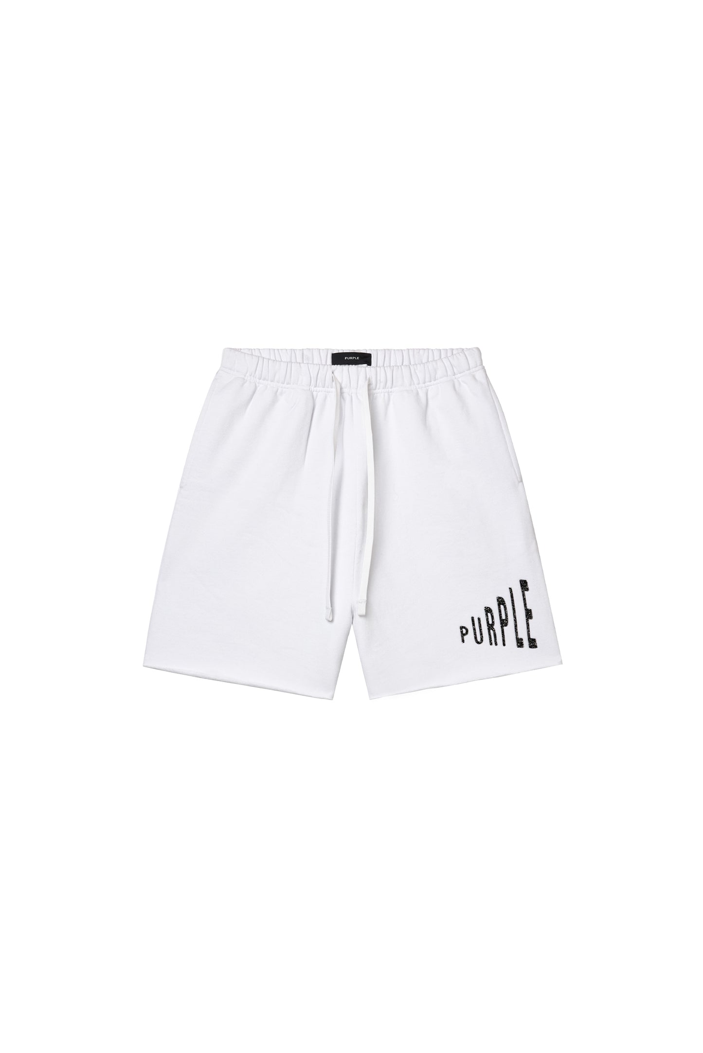 Amplified Wordmark Short in Brilliant White, regular fit, midweight fleece, elastic waistband.