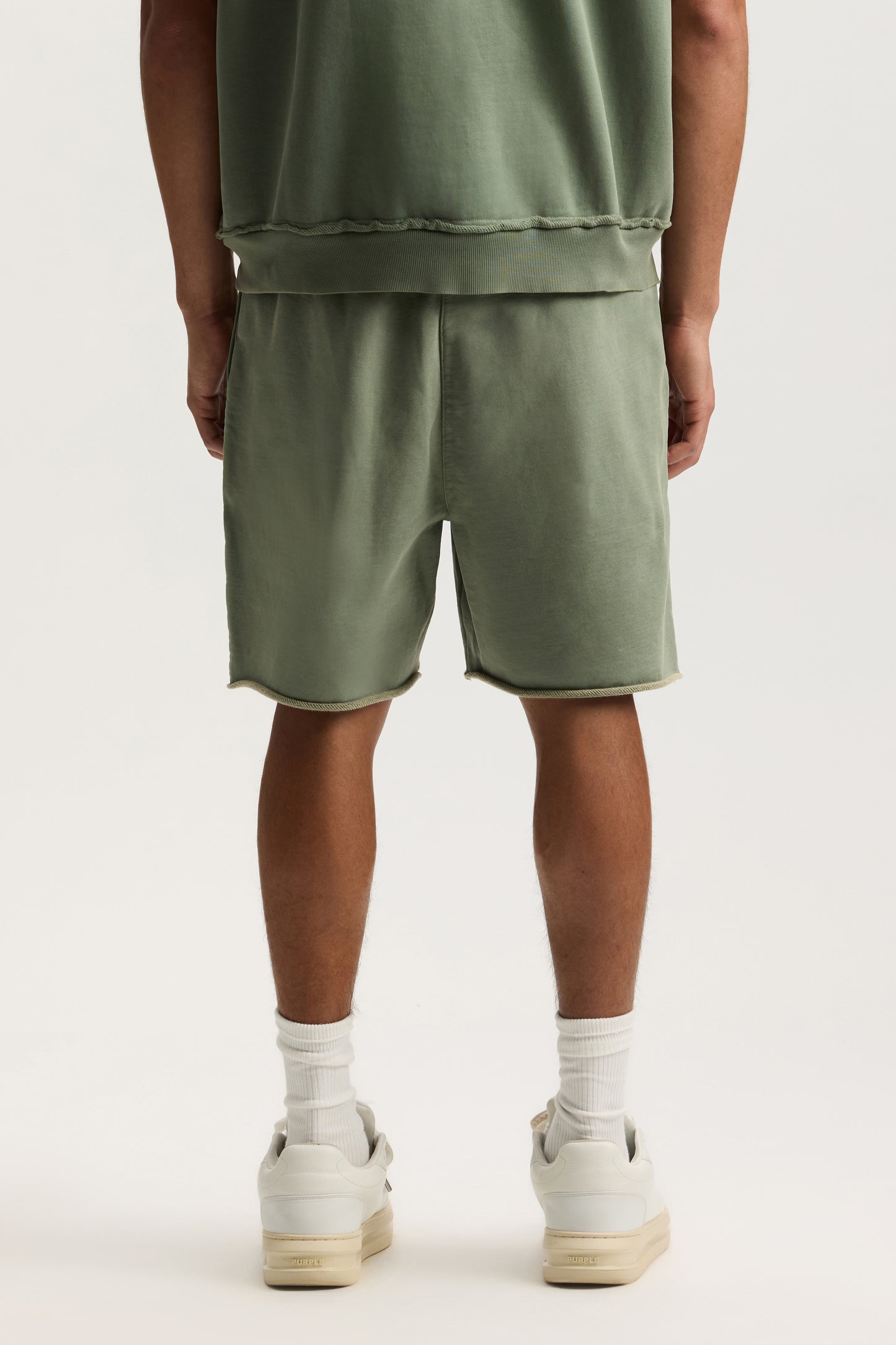 Slugger Script Short in mid acid wash with elastic waistband and on-seam hand pockets