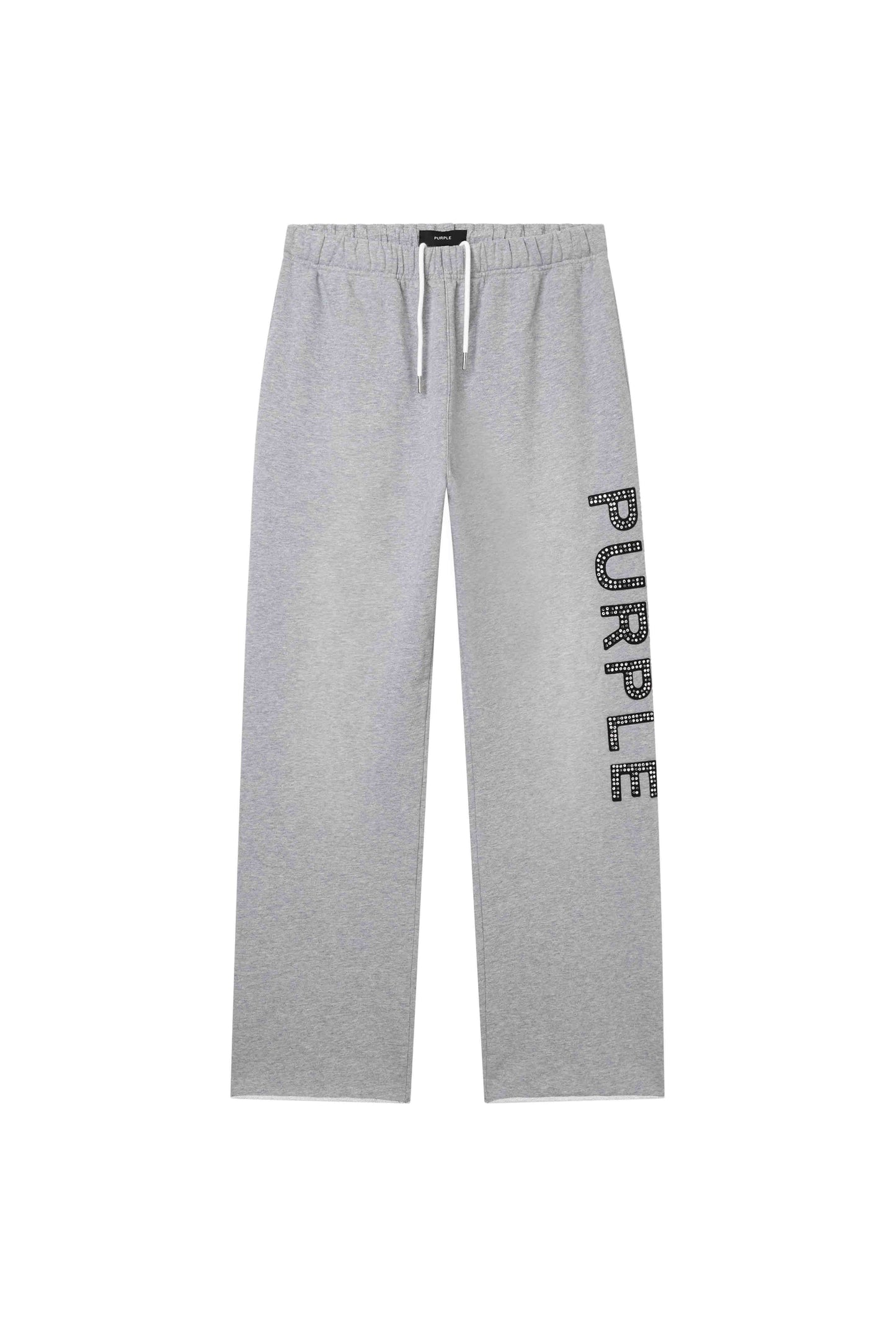 Crystal Applique Sweatpant with Hotfix Crystals in Heather Gray, regular fit, available in multiple sizes.