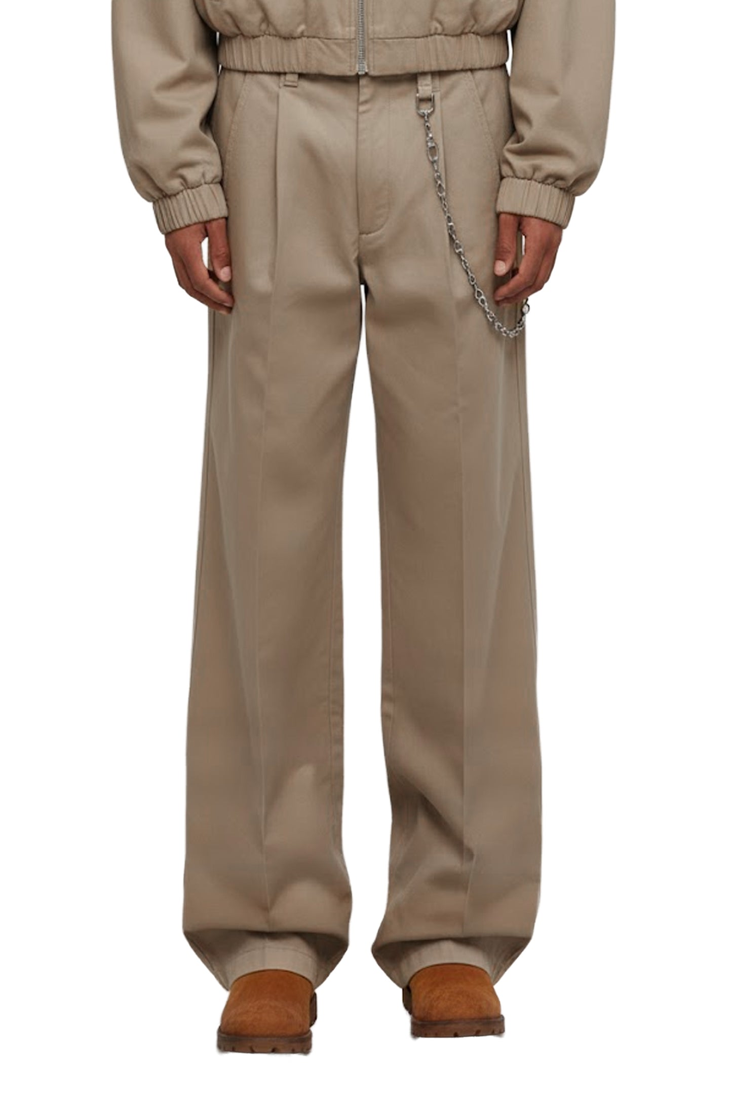 Linen blend twill trousers in relaxed fit, available in sizes 28-42.