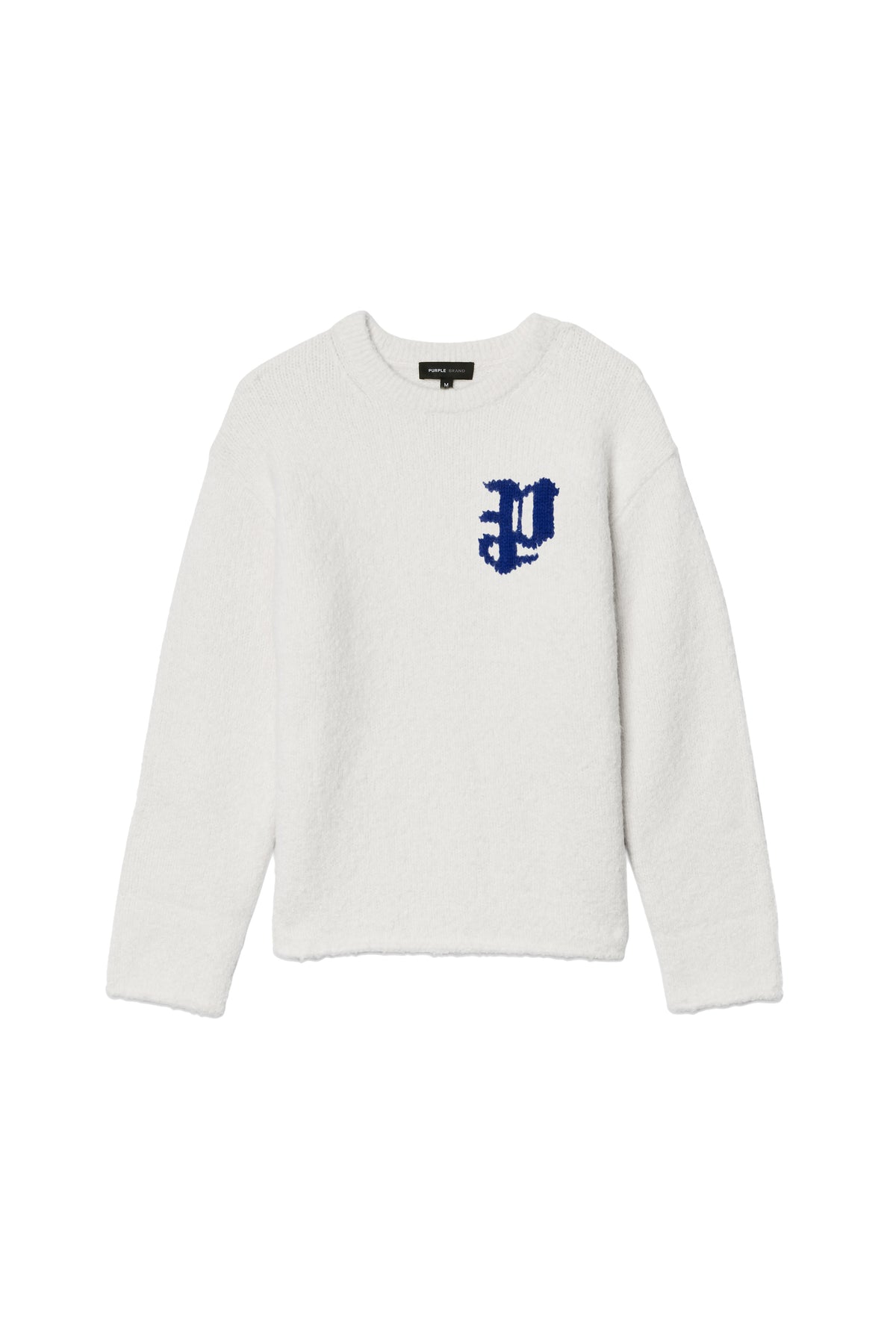 Gothic P Sweater in white with oversized fit and gothic monogram at the chest.