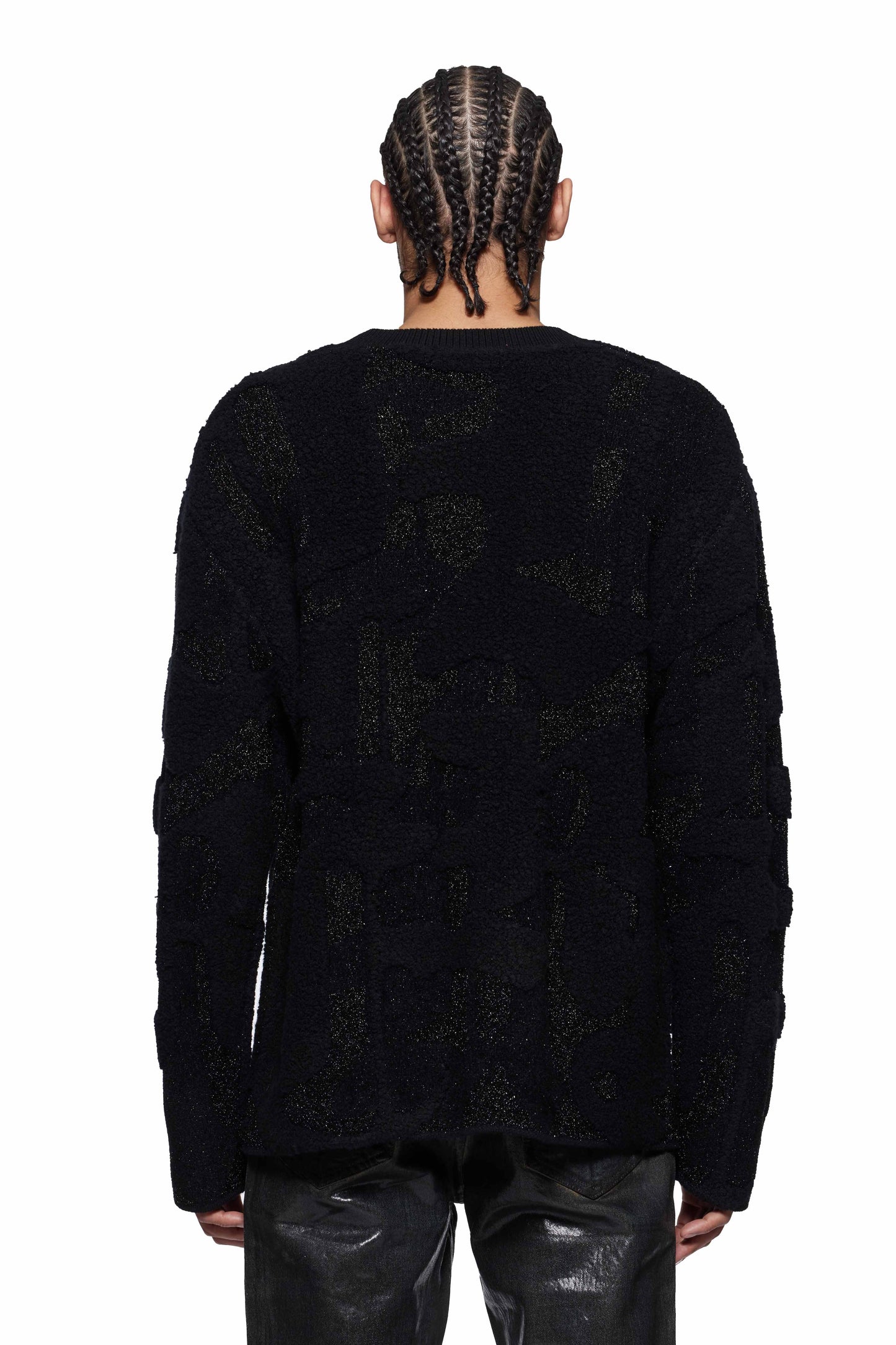Gothic Camo Sweater relaxed pullover with jacquard wool and gothic "P" design in various sizes.