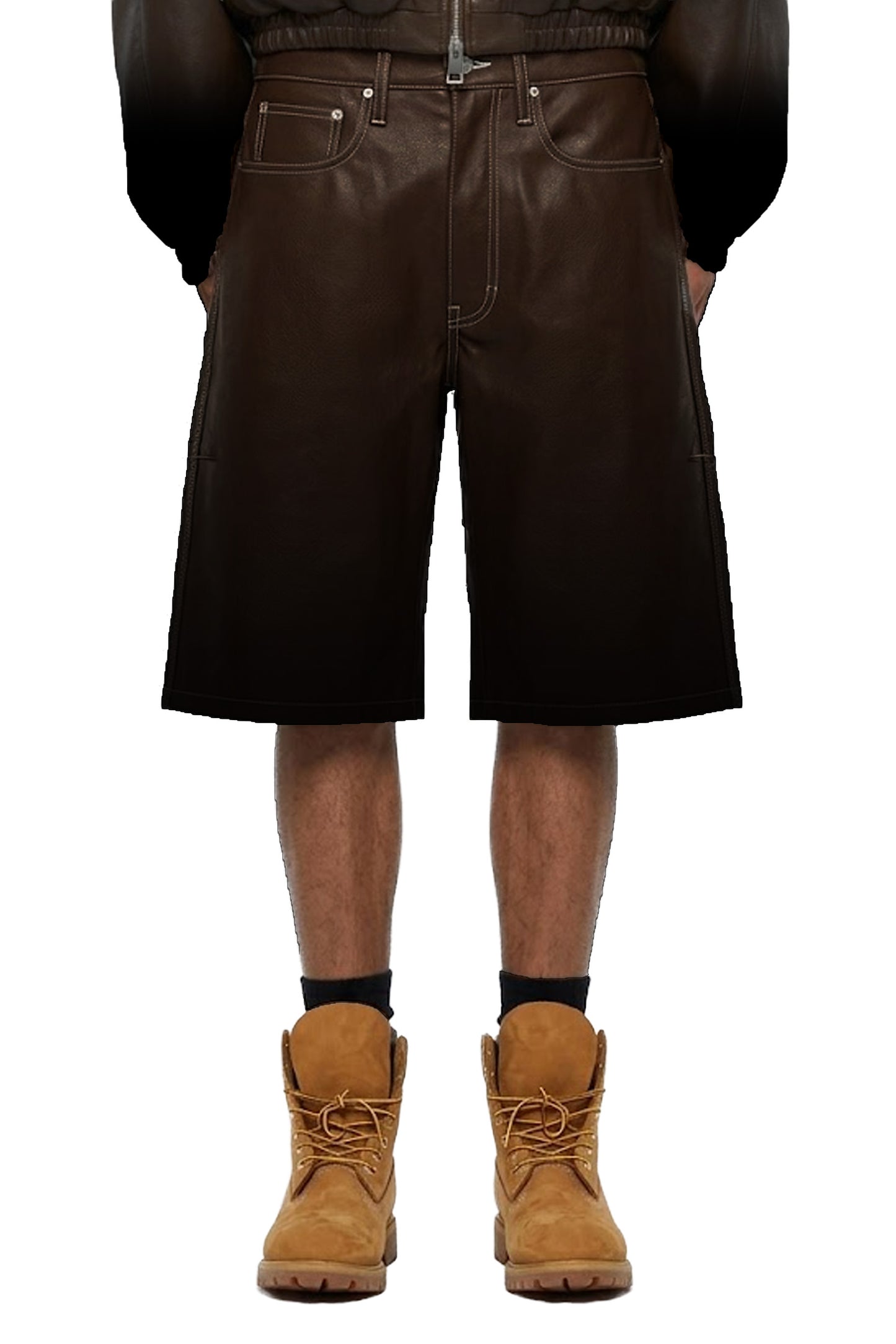 Leather Track Short 100% Cowhide Leather Relaxed Fit available in sizes 28 to 40