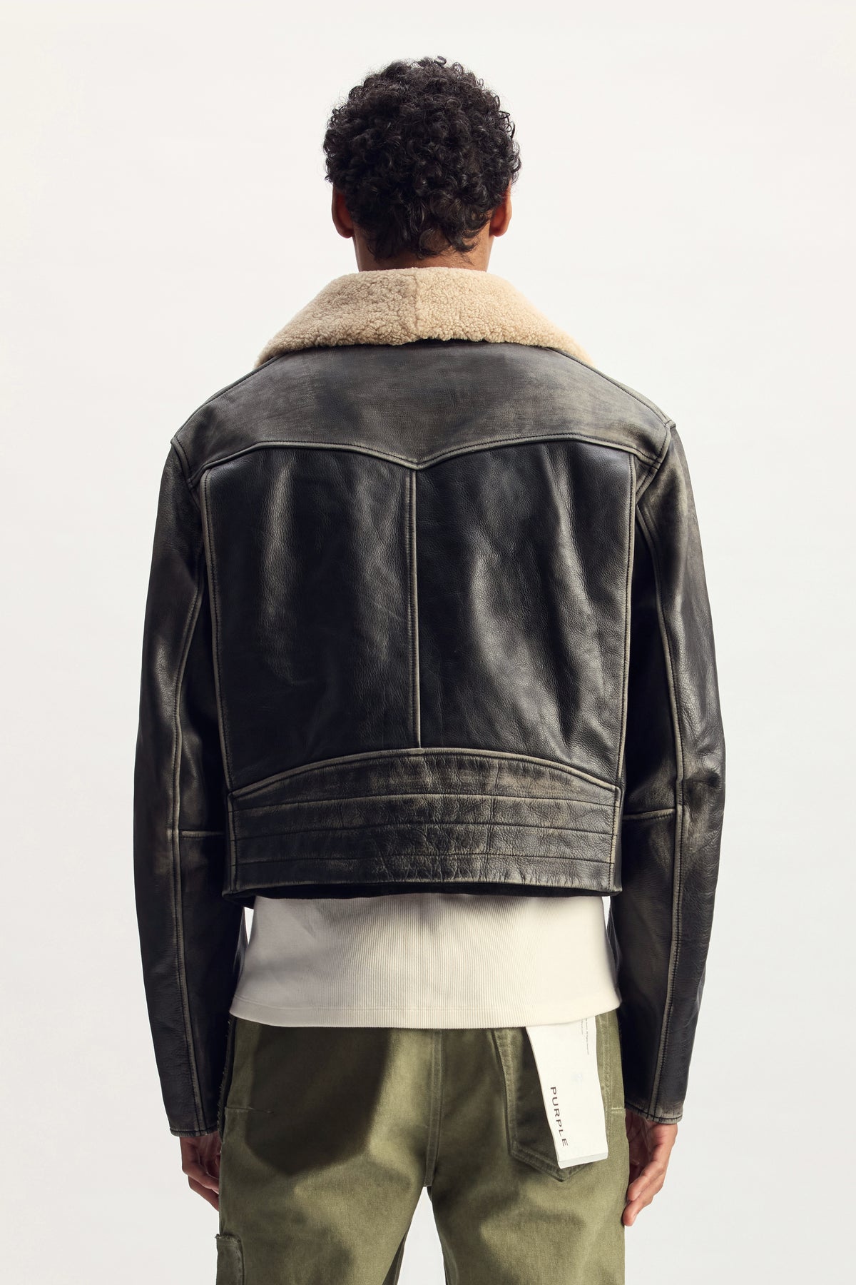 Foil Wordmark Leather Moto Jacket