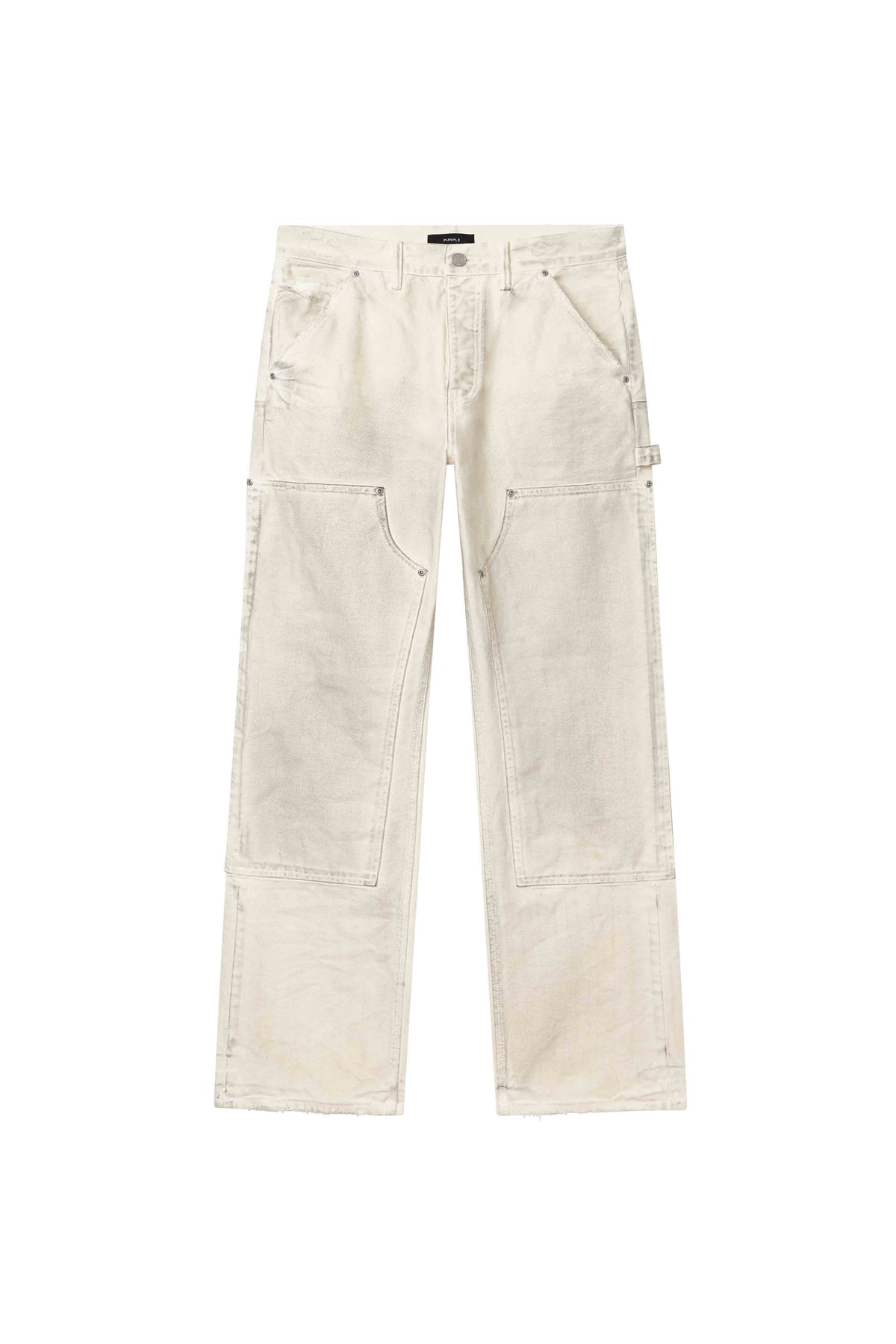 P015 Canvas Carpenter Pants in Dirty Whisper White with relaxed fit and carpenter panels