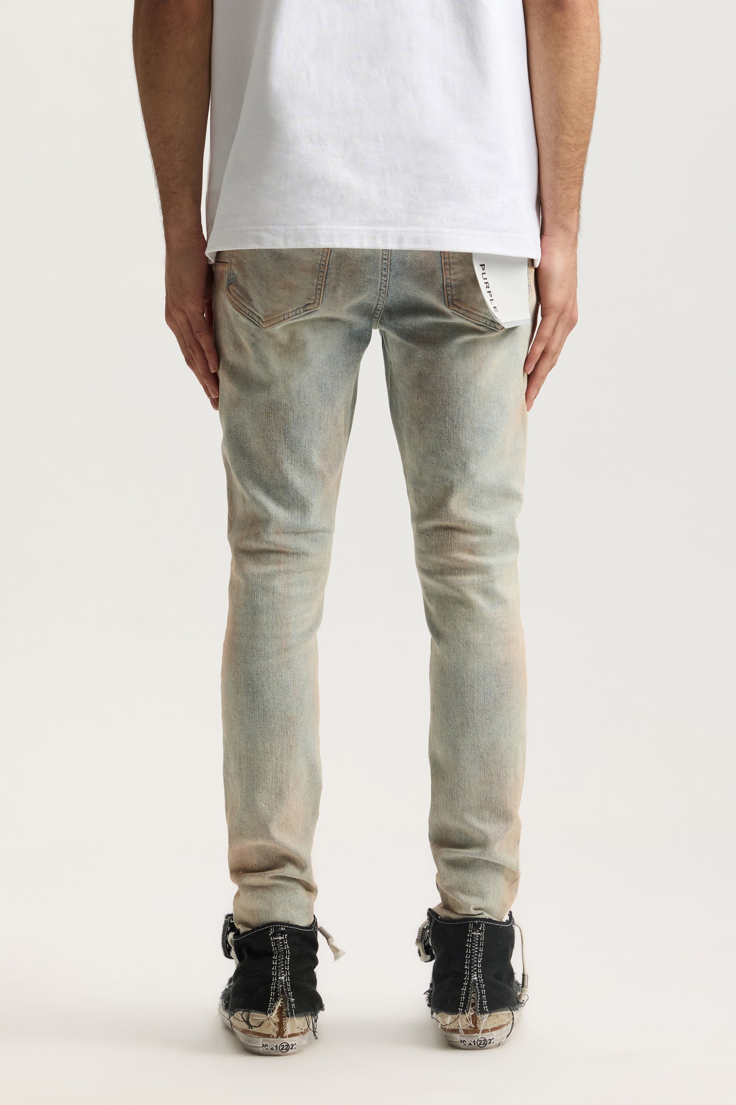 Pink Mud Distressed Low Rise Stretch Skinny Denim, available in sizes 28 to 40.