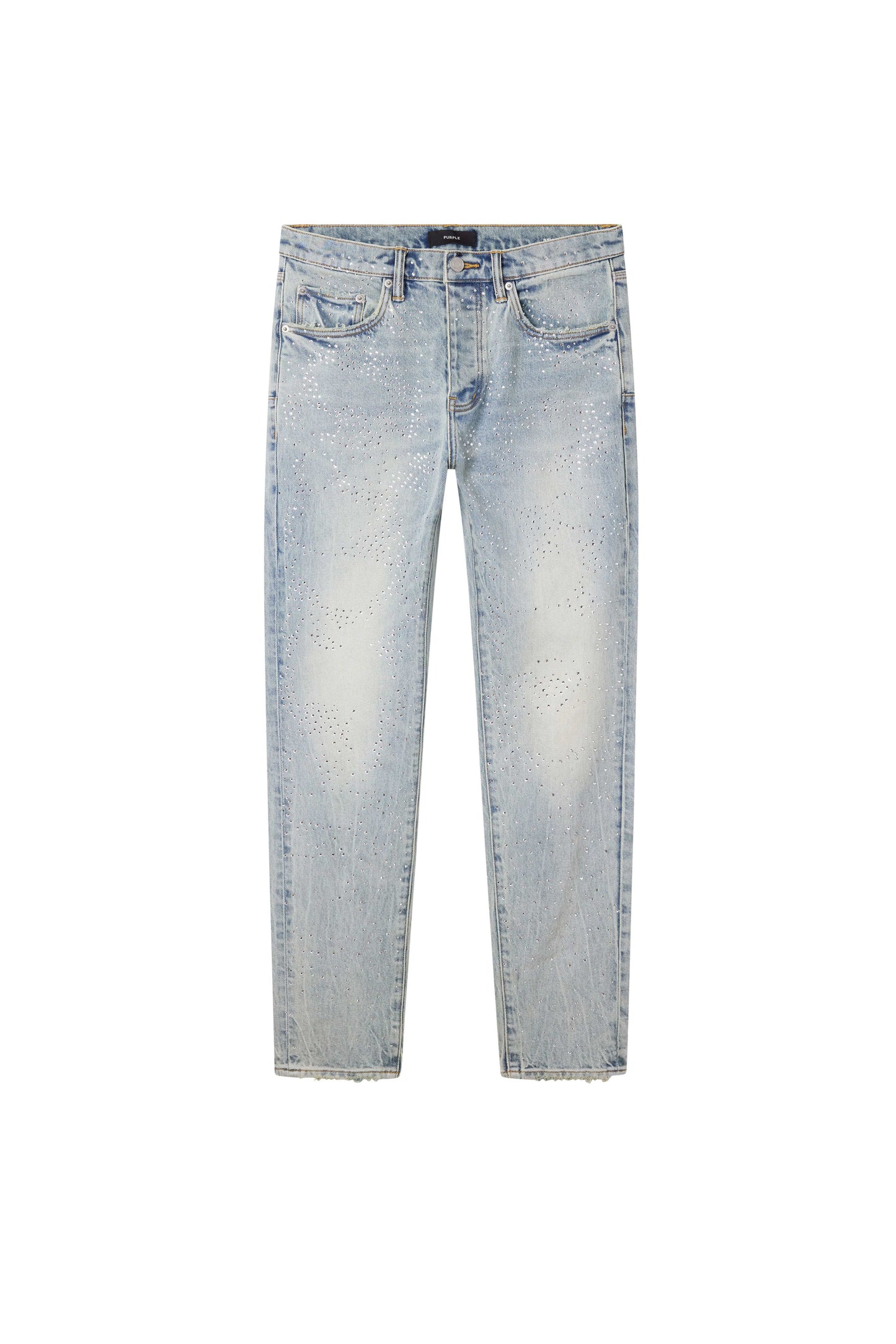 P001 Atlin Blitz stretch skinny denim in light indigo with 5 pocket styling and button fly.