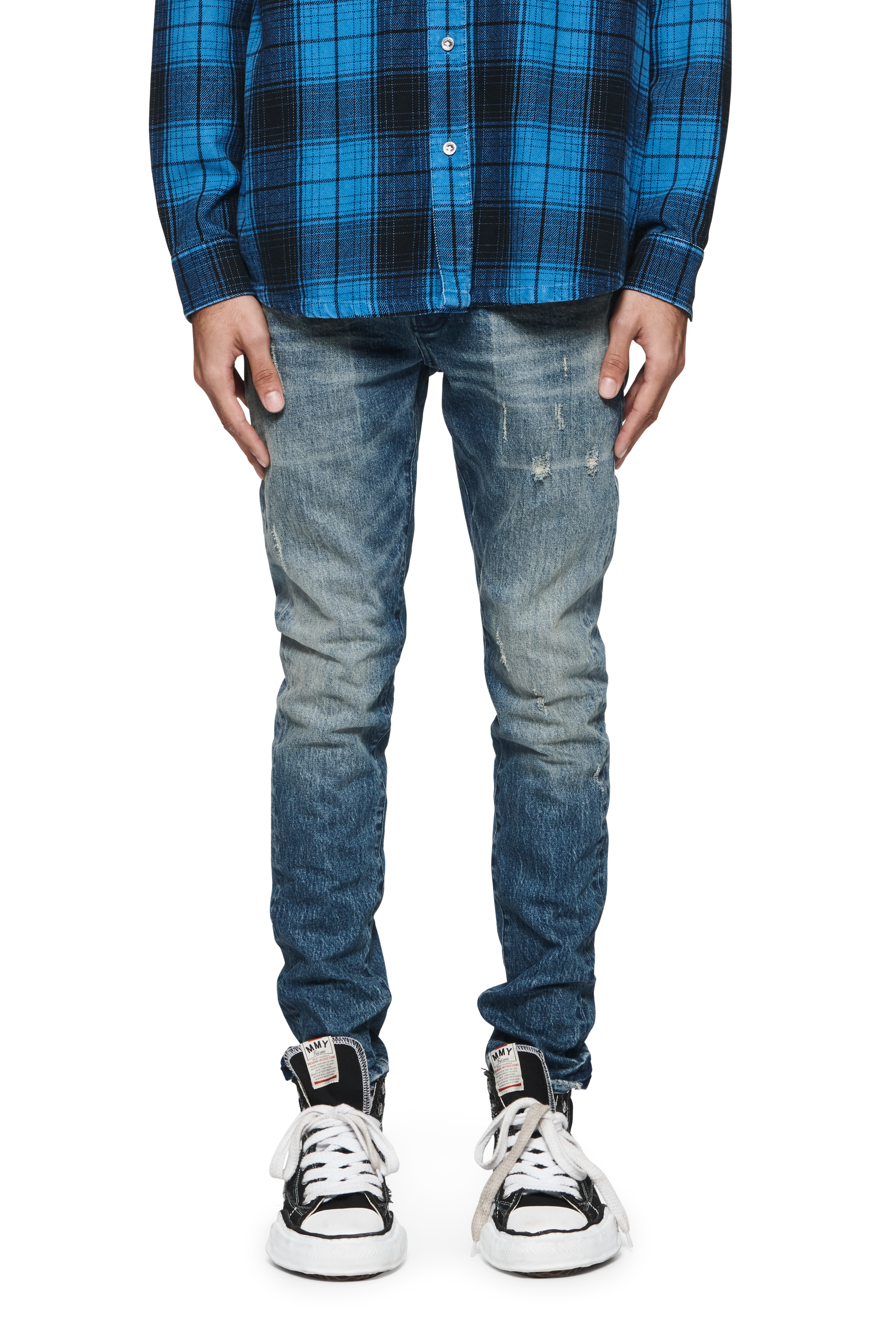 P001 Logo-print Skinny Jeans In Blue