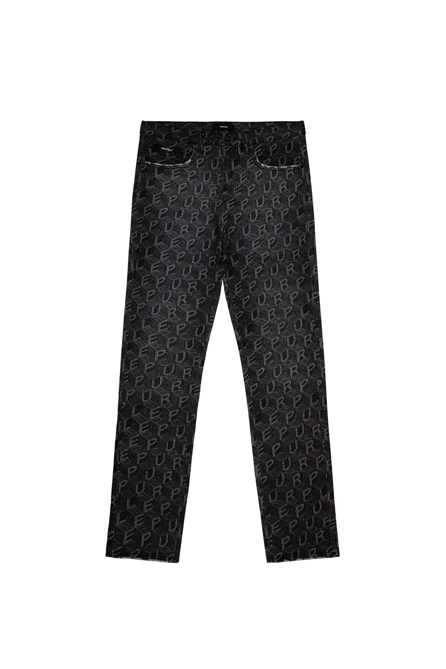 Printed Monogram Black Denim Stretch Skinny Low Rise with 5 Pocket Styling, Sizes 28-40