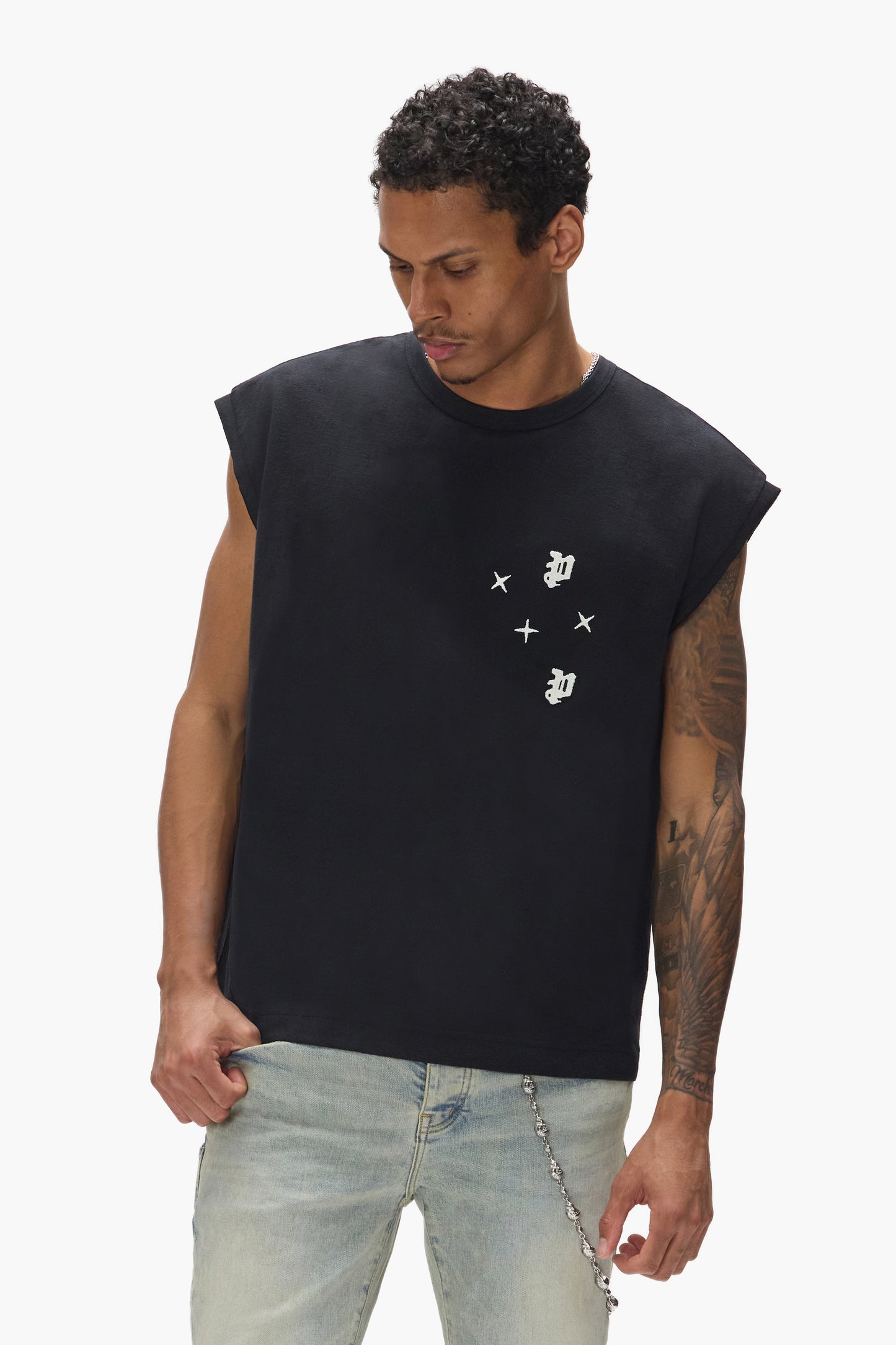 Star Monogram Tank Top in oversized fit with textured jersey fabric and Tuff Tushed embroidery.