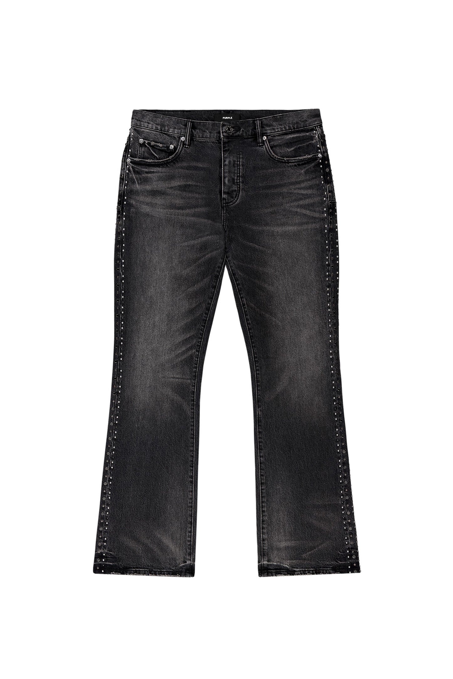 Rodeo 2026 white label denim P004 embellished, low rise, slim fit with flared leg, various sizes.