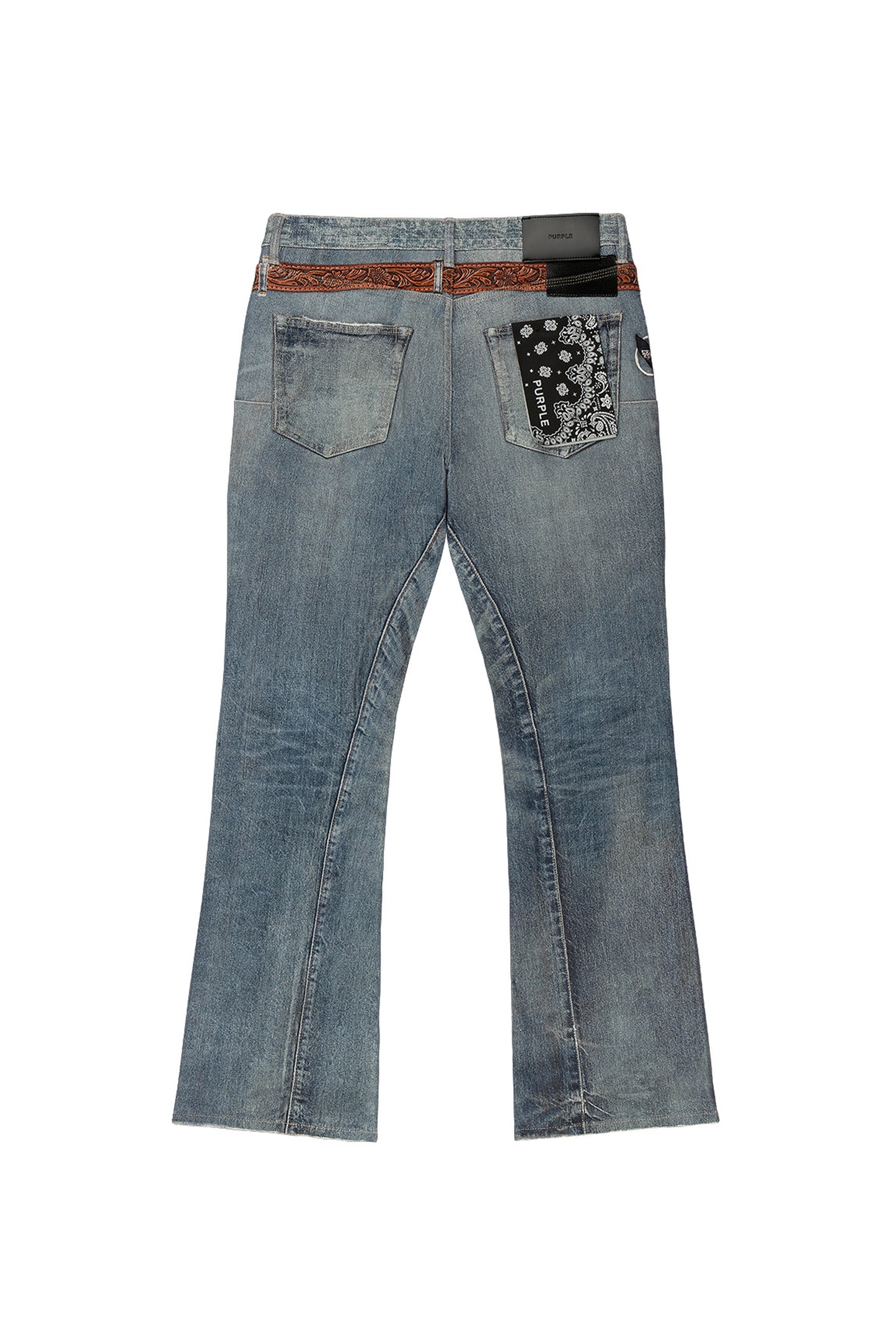 Low Rise Slim Fit Denim with Flared Leg and Digital Printed Embellishments, sizes 28-40.