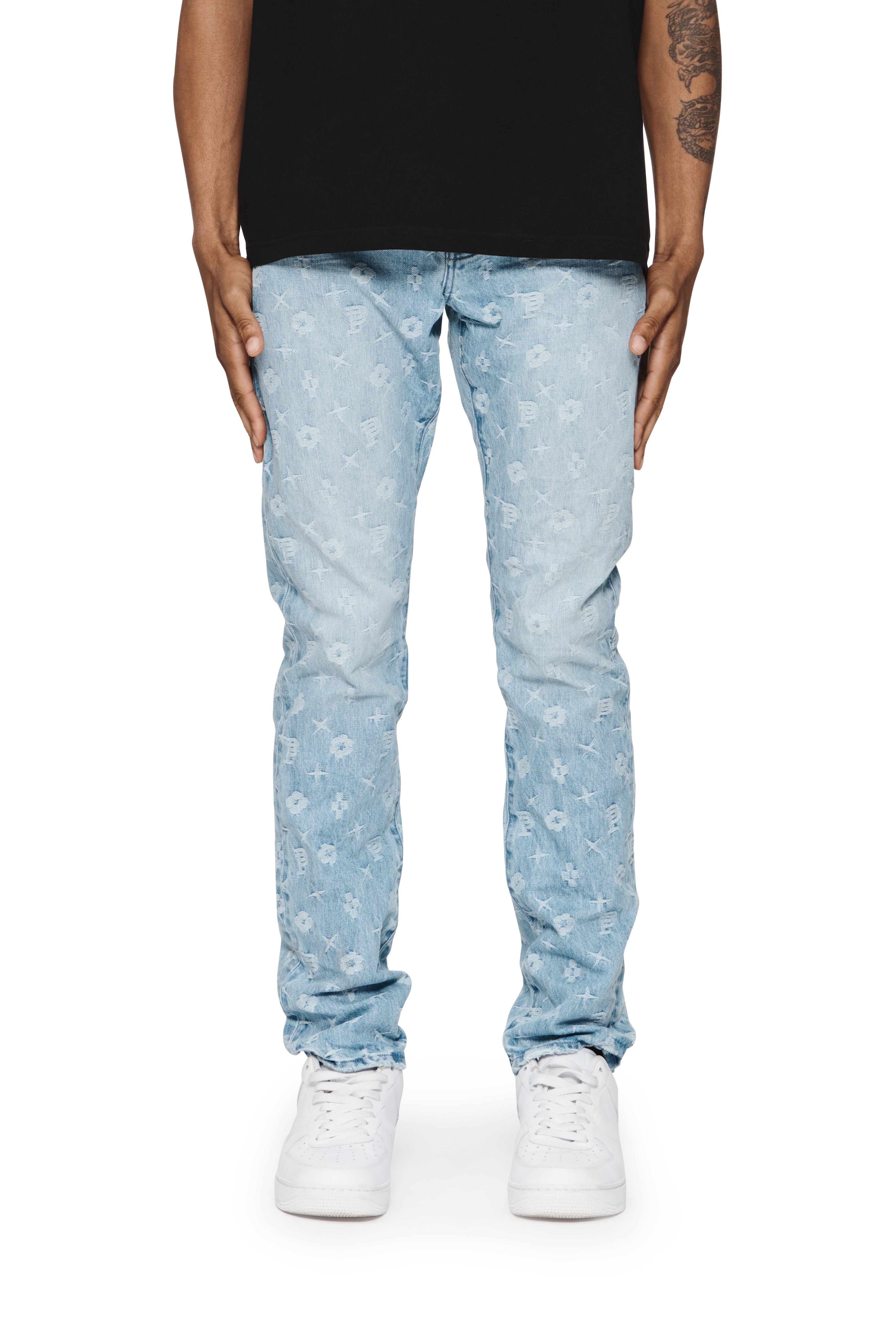 Purple Brand P005 Thrashed Tinted Straight Jeans In Blue
