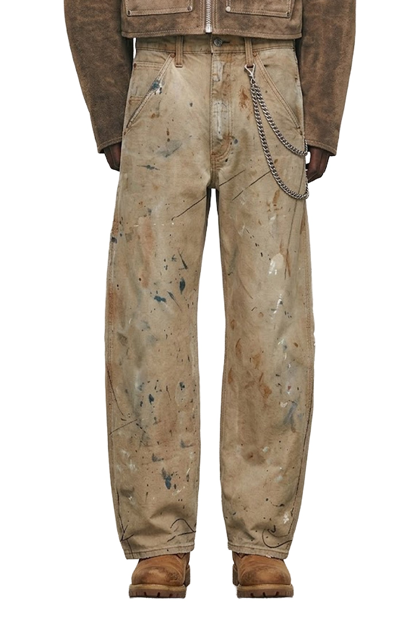 P013 Overdyed Twill Taper pants in mid rise straight tapered style with button fly.