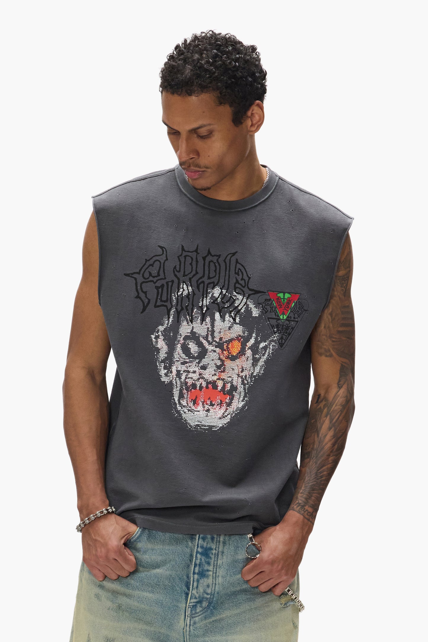 Mutant Tank Top, Regular Fit, 100% Cotton, Acid Wash, Textured Jersey, Digital Print