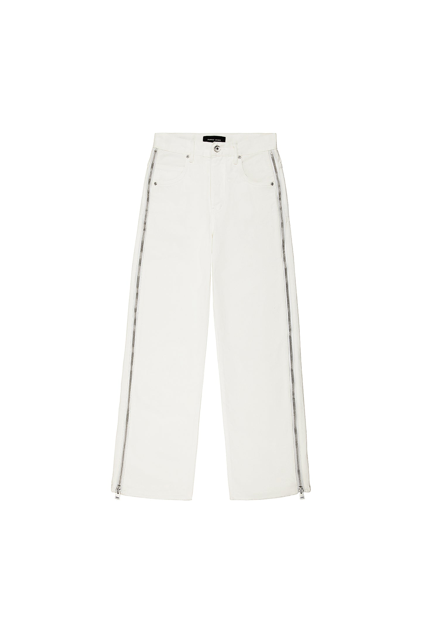 P018 Full Side Zip mid-rise baggy leg denim with full-length side-seam zippers