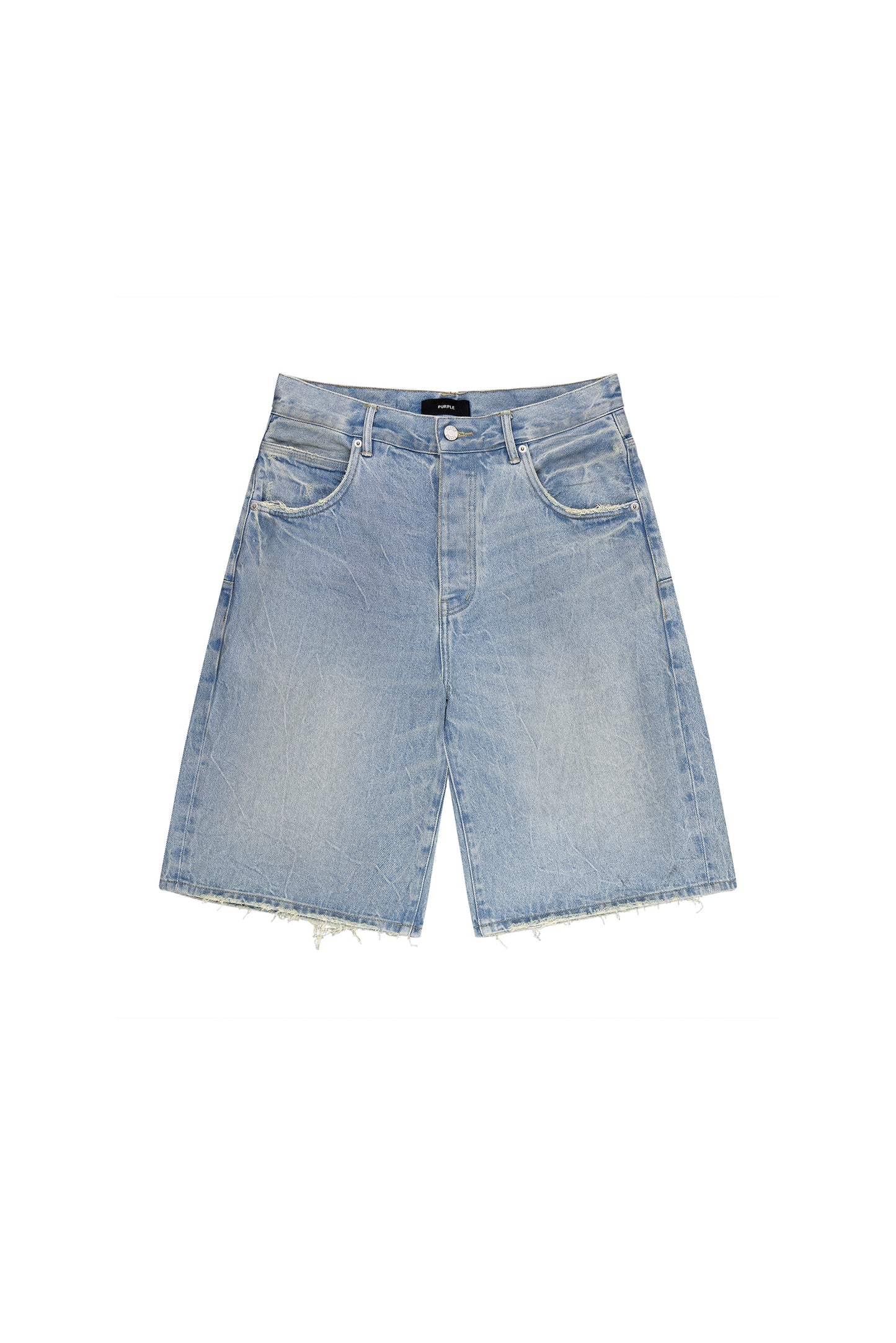 P070 Vintage Dust Bowl Short in Light Indigo, 100% cotton, wide leg with 5 pocket styling.