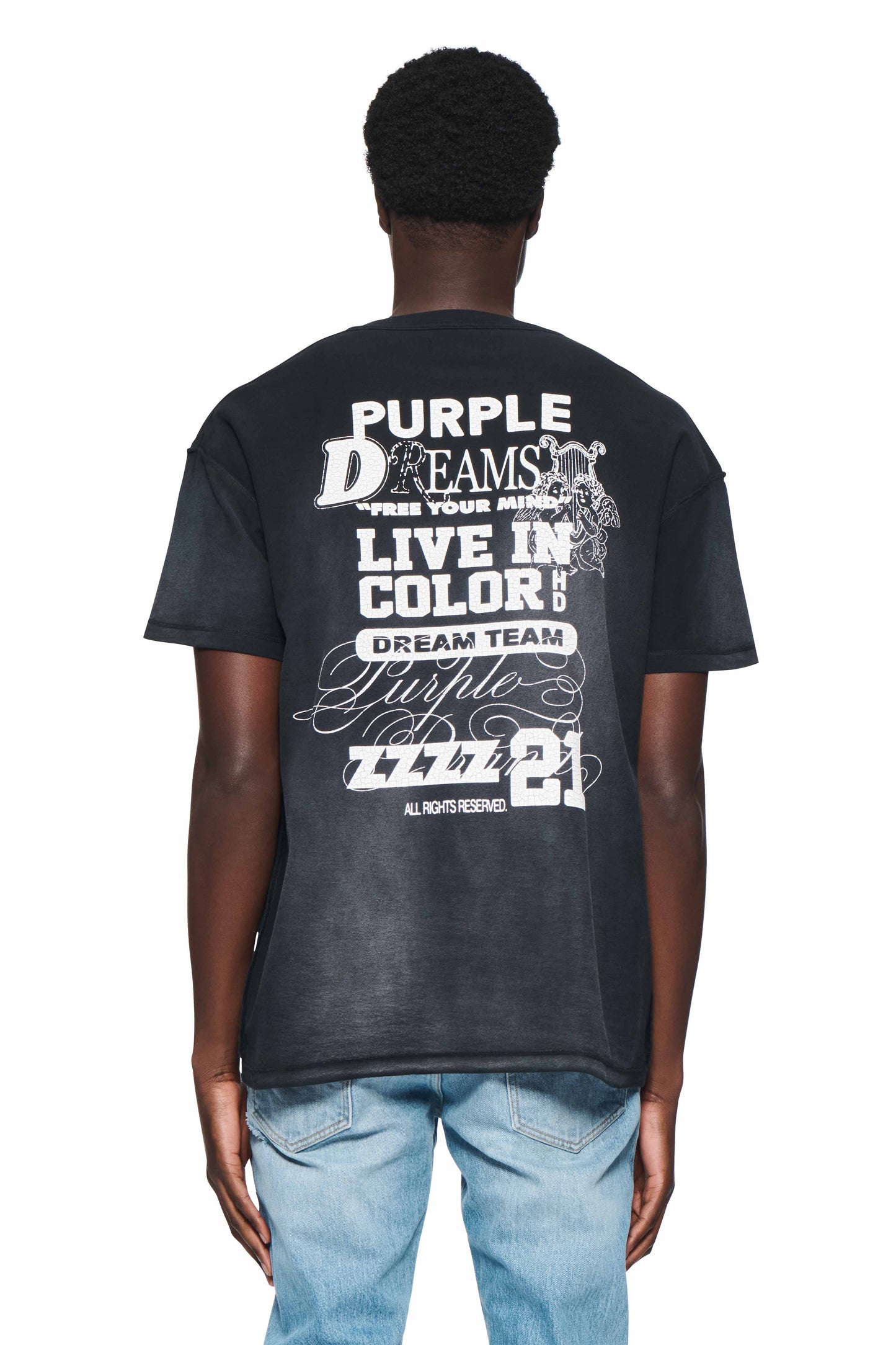 B-Team Tee black textured short-sleeved jersey knit with Purple Brand logo lettering