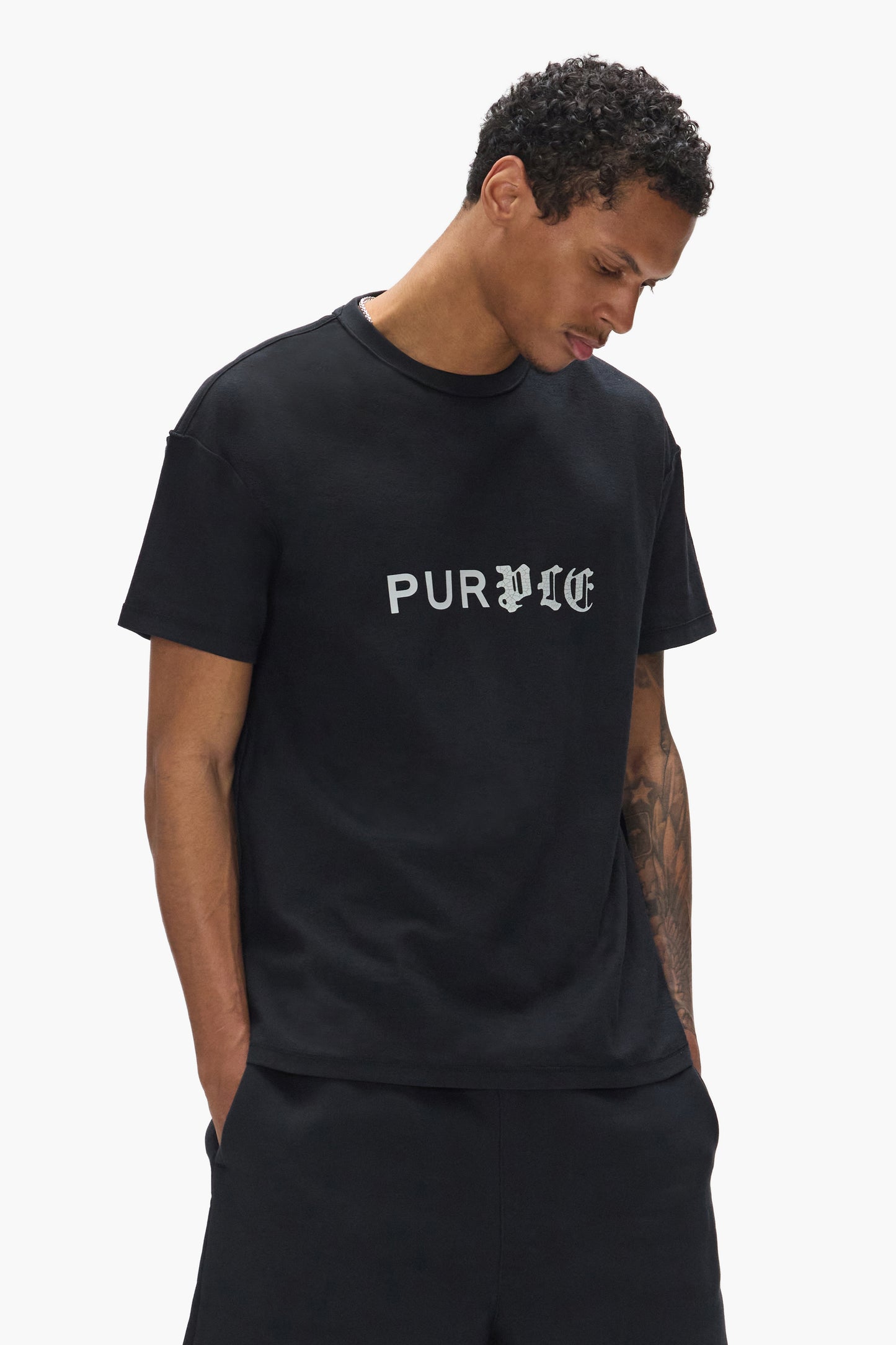 Half & Half Wordmark Tee Regular Fit 100% Cotton with Screen & Crackle Print