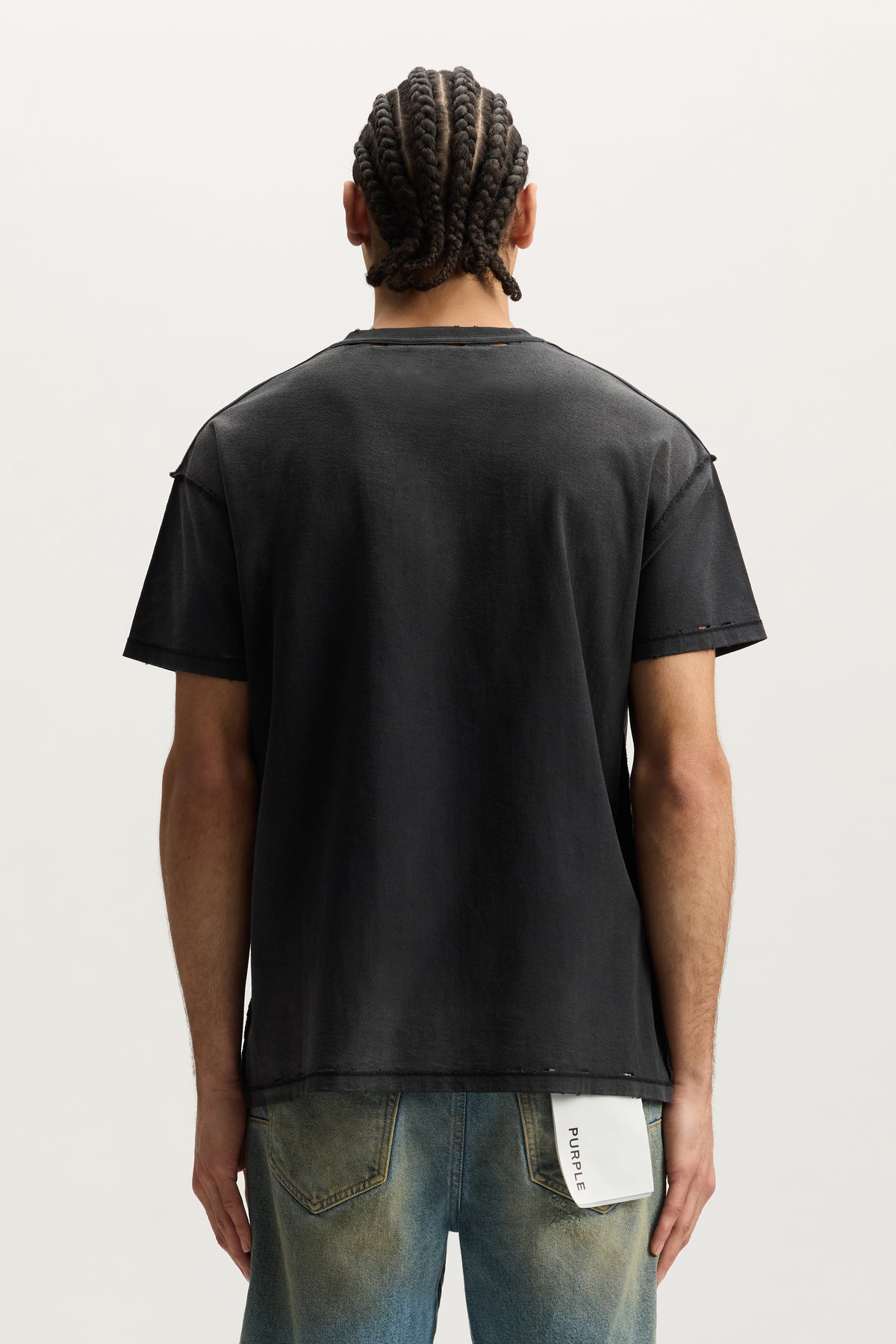 Zut Alors Tee in textured jersey with heavy acid wash and screen print, regular fit.