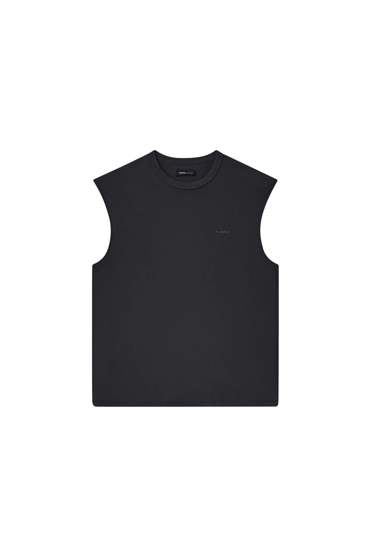 Basic Tank Top in Black, 100% Cotton, relaxed fit, textured jersey knit, size variants available.