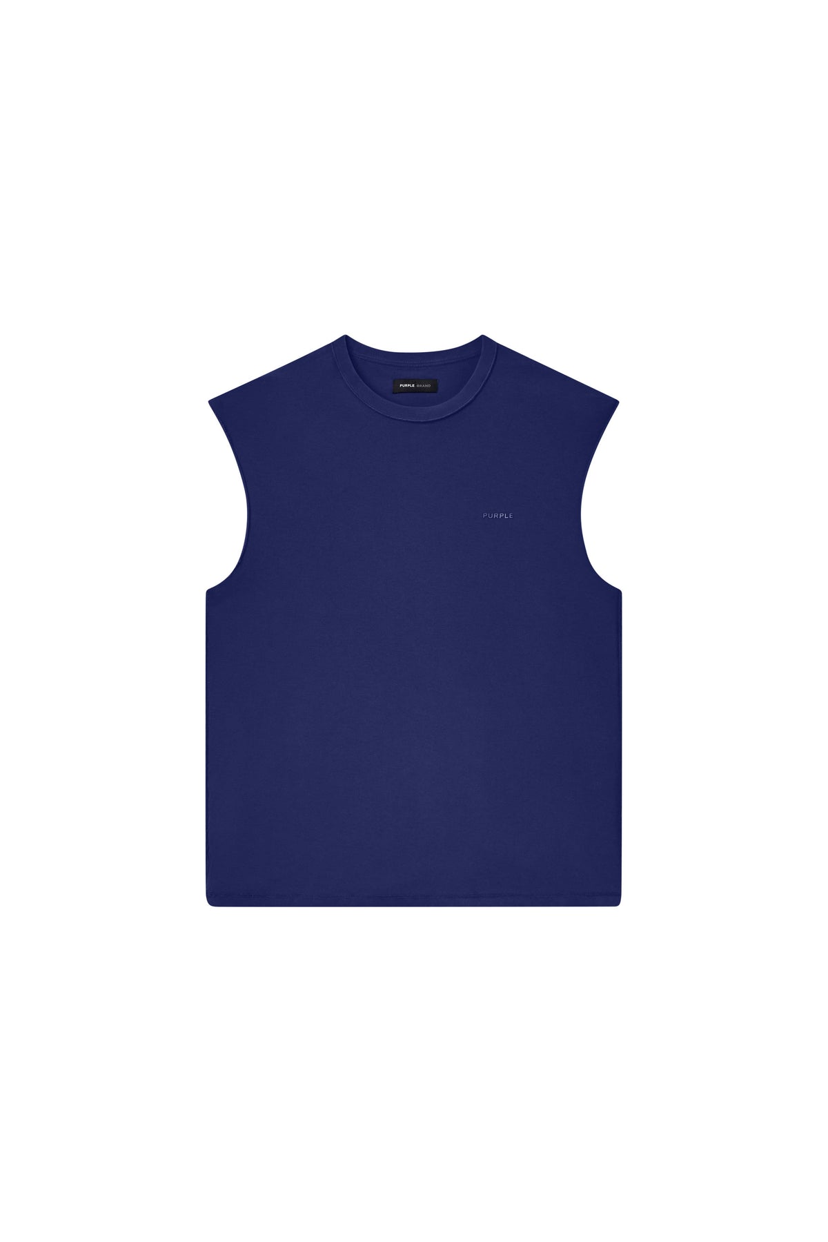 Basic Tank Top in XXS size, 100% cotton, relaxed fit, textured jersey knit, navy color.